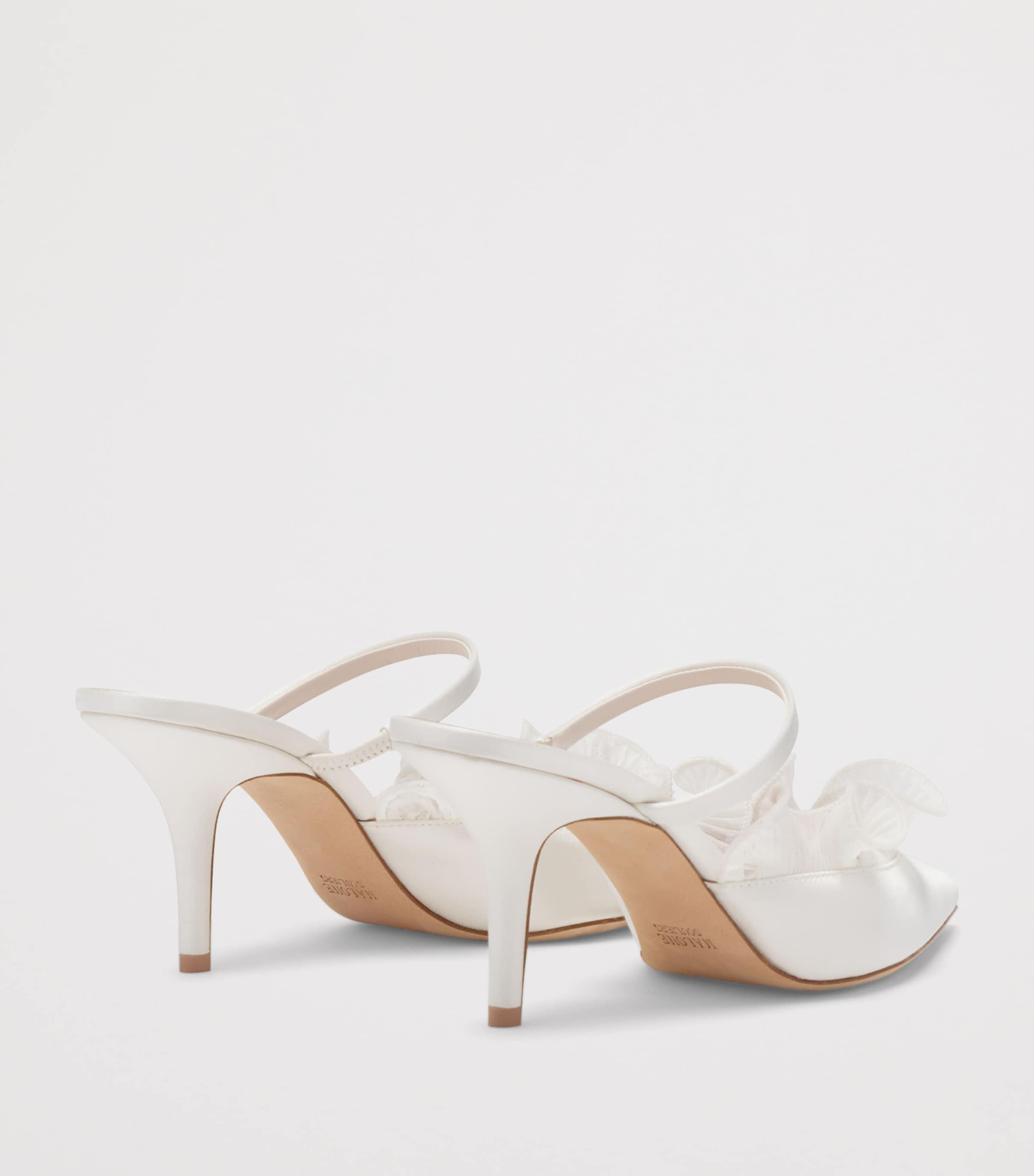 Malone Souliers Satin Cecile Heeled Mules 70 White Image 4