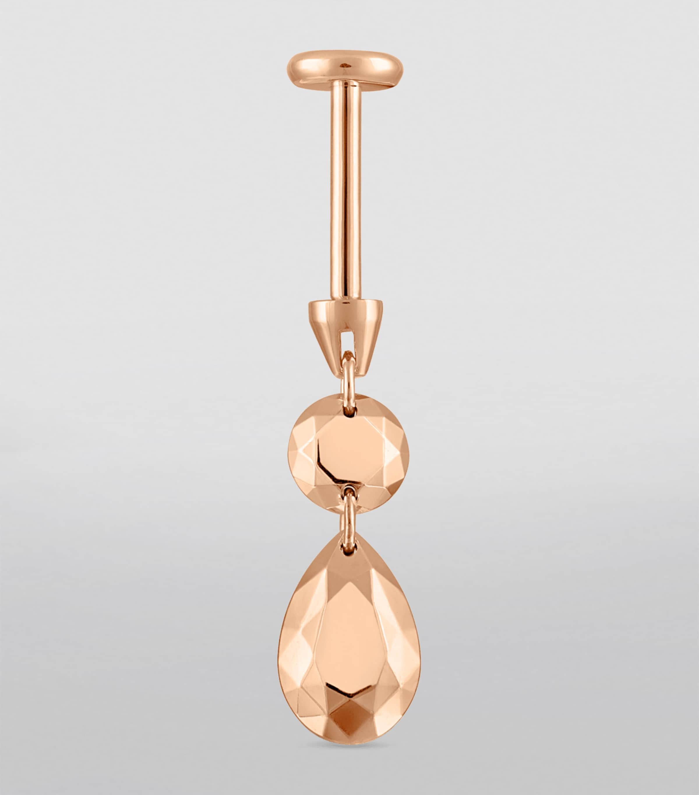 Double Faceted Gold Threaded Charm Single Stud Earring ROSE GOLD Image 2