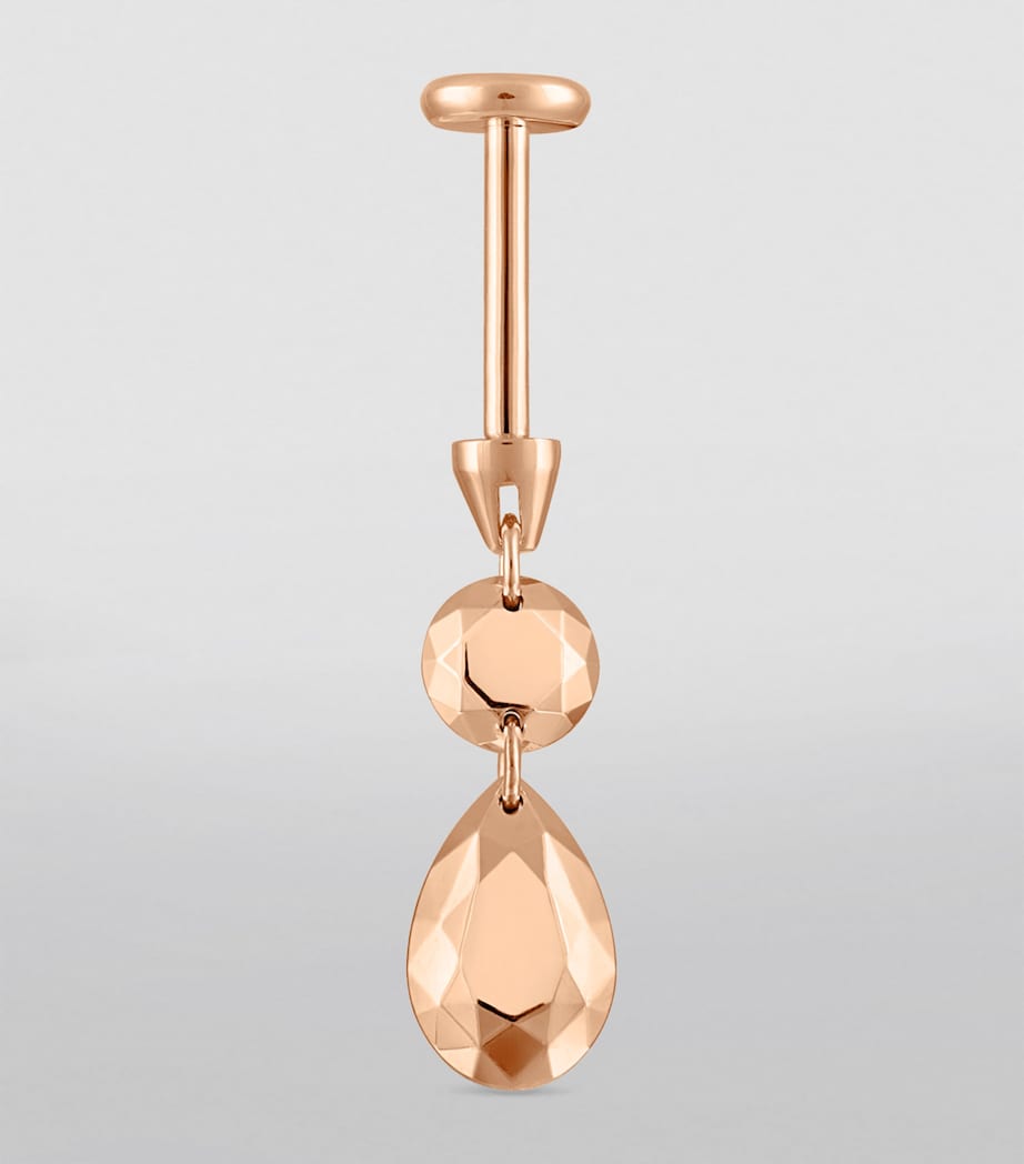 Double Faceted Gold Threaded Charm Single Stud Earring ROSE GOLD Image 2