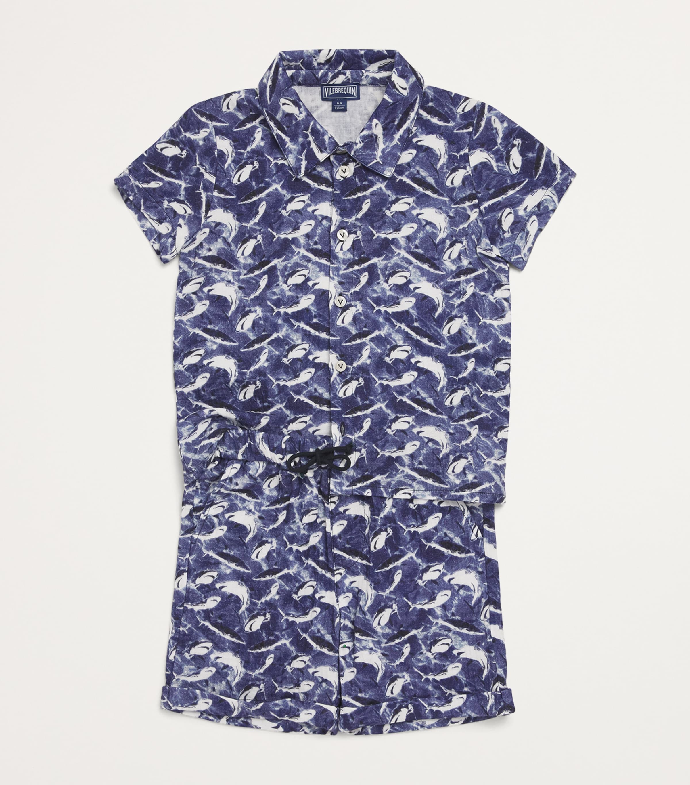 Shark Print Shirt (2-12 Years) 390 BLEU MARINE Image 3