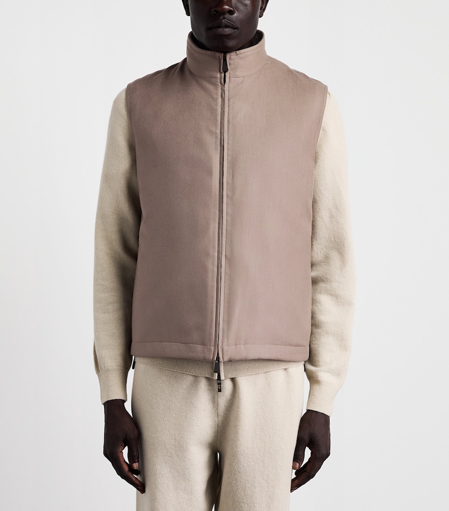 Colombo Mens Cashmere Leather Trim Gilet Brown Image 4