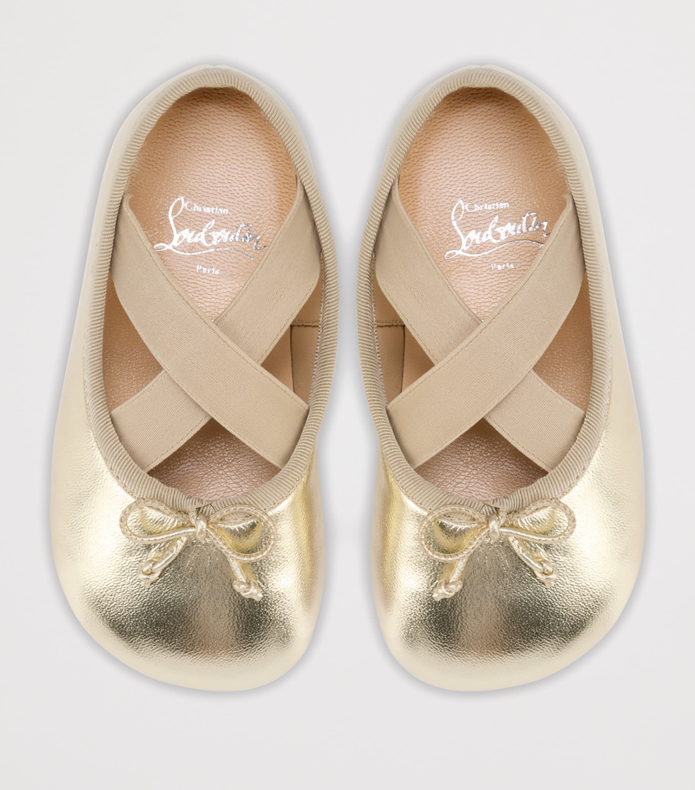 Christian Louboutin Kids 미니 카시아스티치나 가죽 발레 플랫
