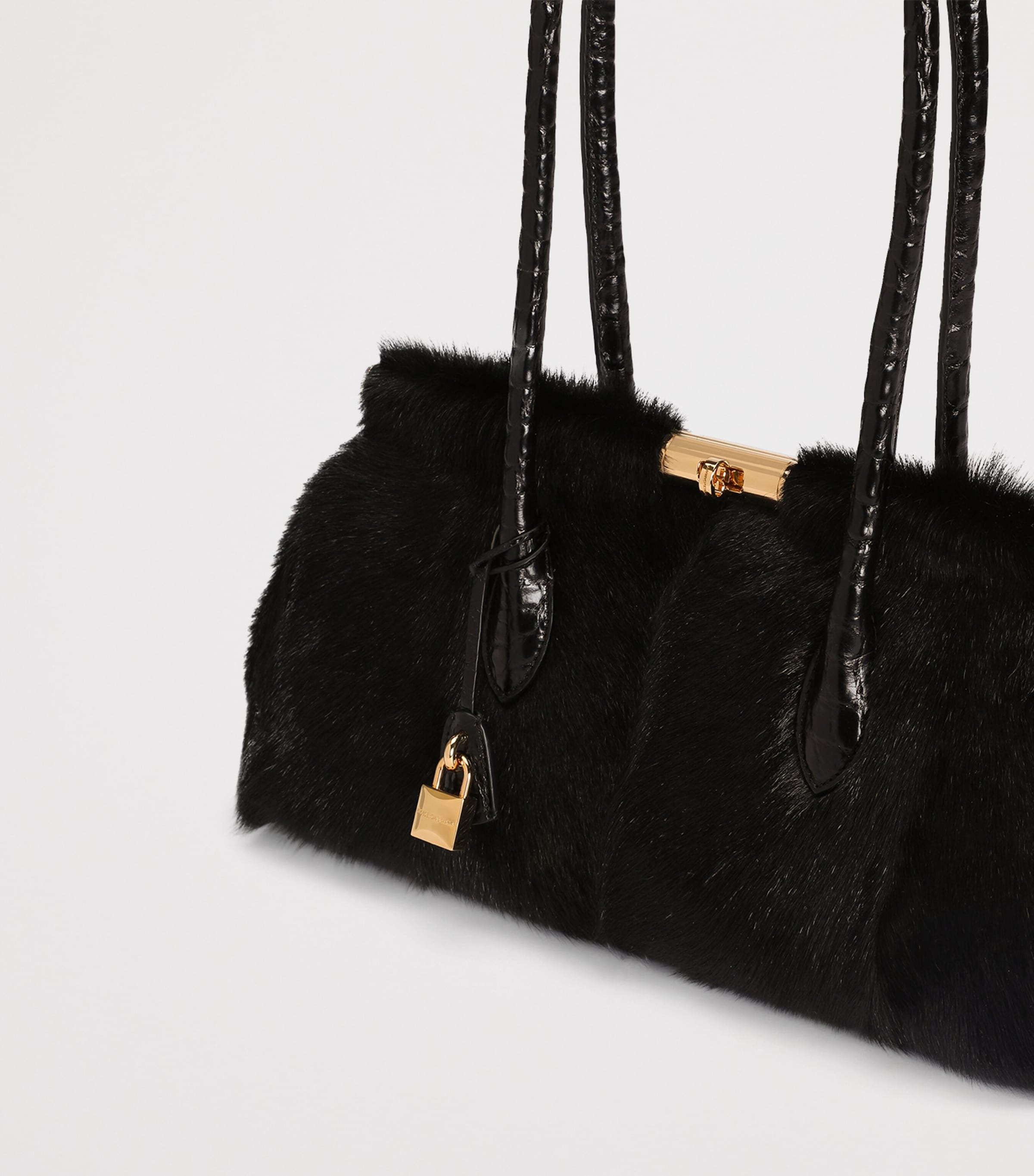 Dolce&Gabbana Goat Fur Marlene Top-Handle Bag Black/bla Image 4