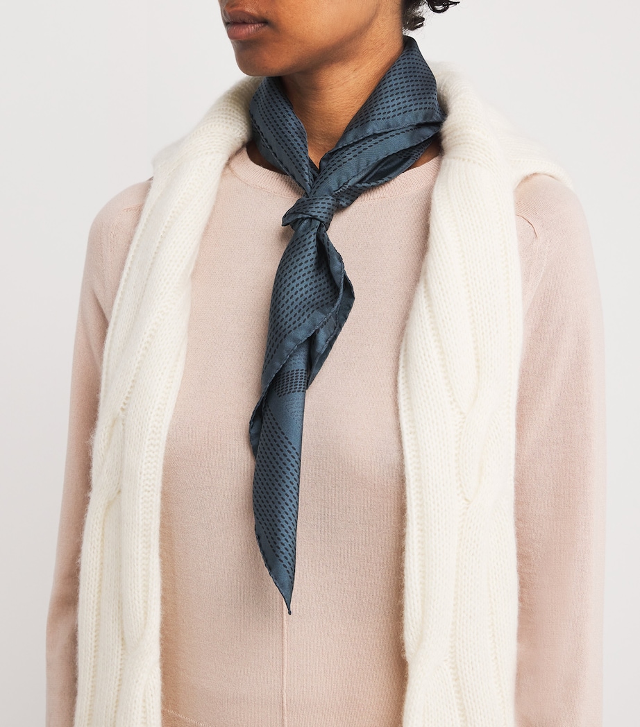 Silk Patterned Scarf 302 BLUE - PETROL Image 2