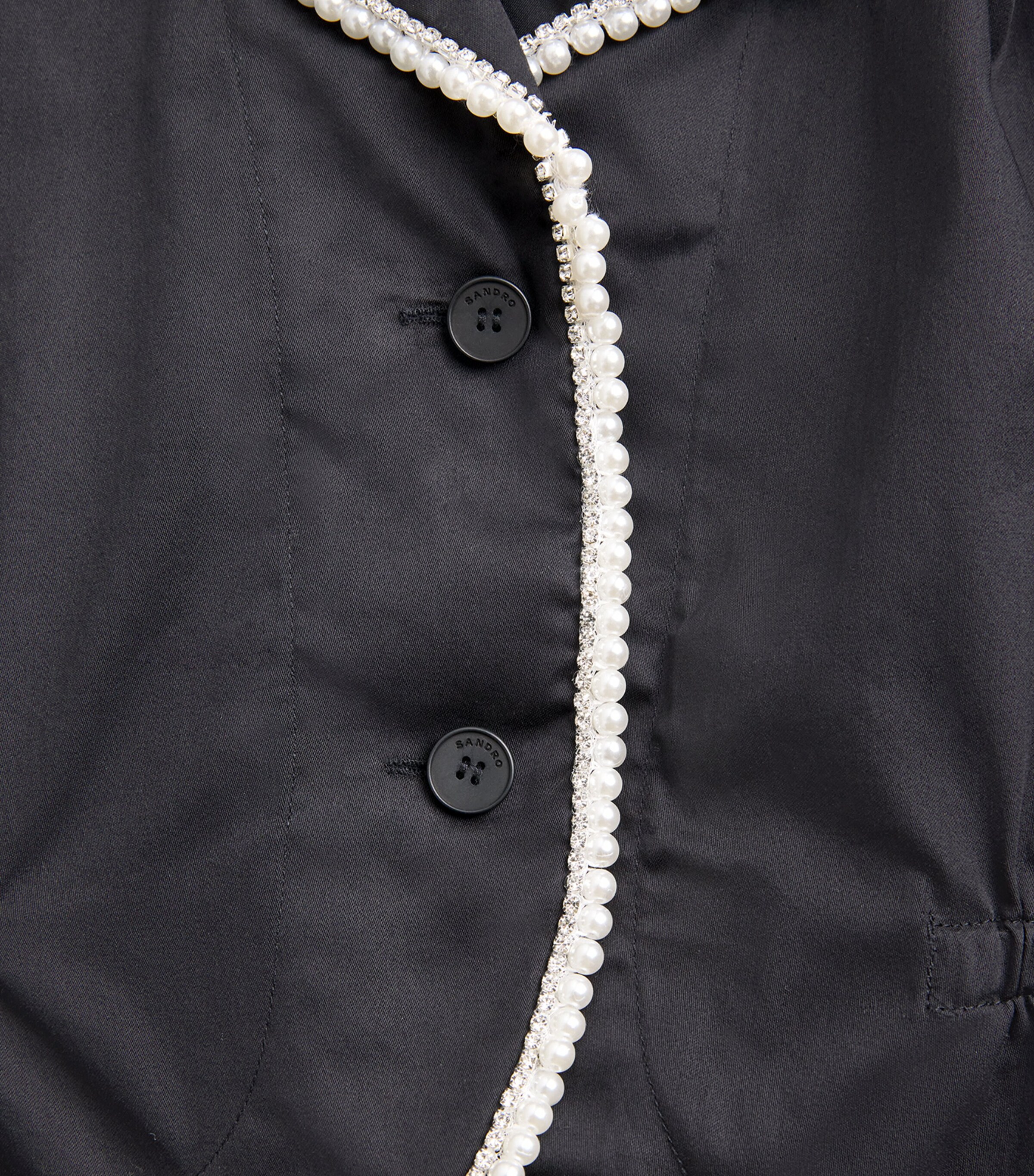 Sandro Paris Womens Cotton Embellished Shirt Black Image 6