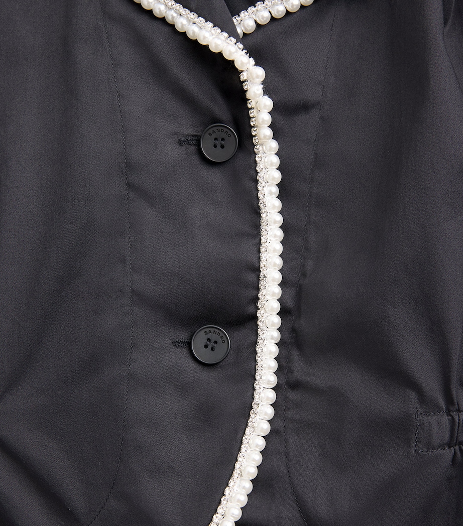 Sandro Paris Womens Cotton Embellished Shirt Black Image 6