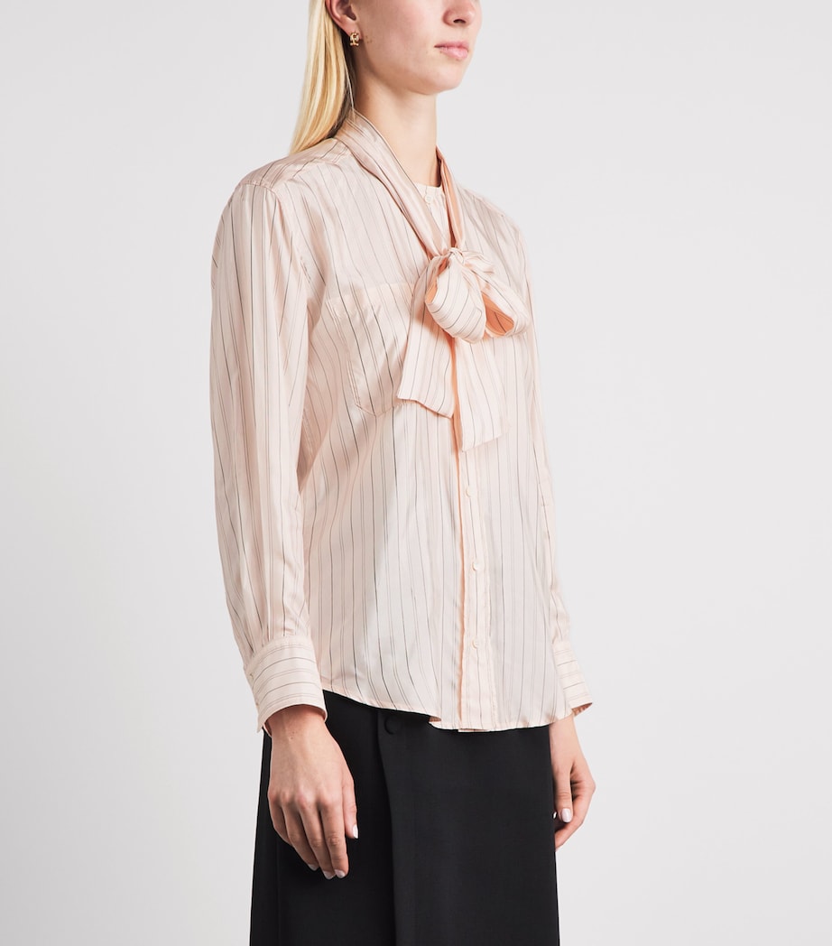 Sandro Paris Womens Pussybow Stripe Shirt Light Pink Image 4