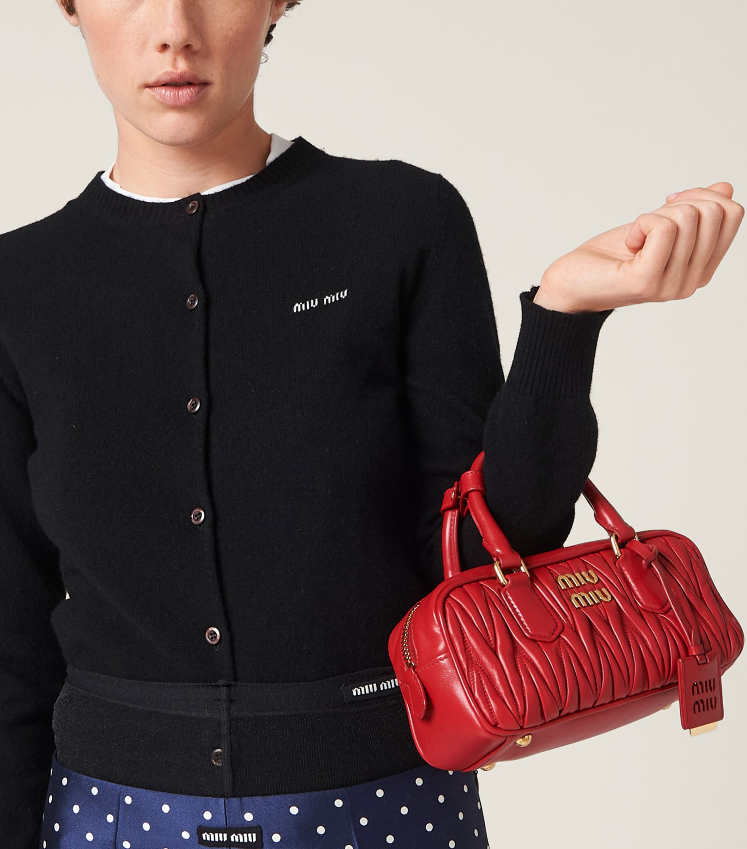 Miu Miu Nappa Leather Matelassé Arcadie Top-Handle Bag Red Image 2