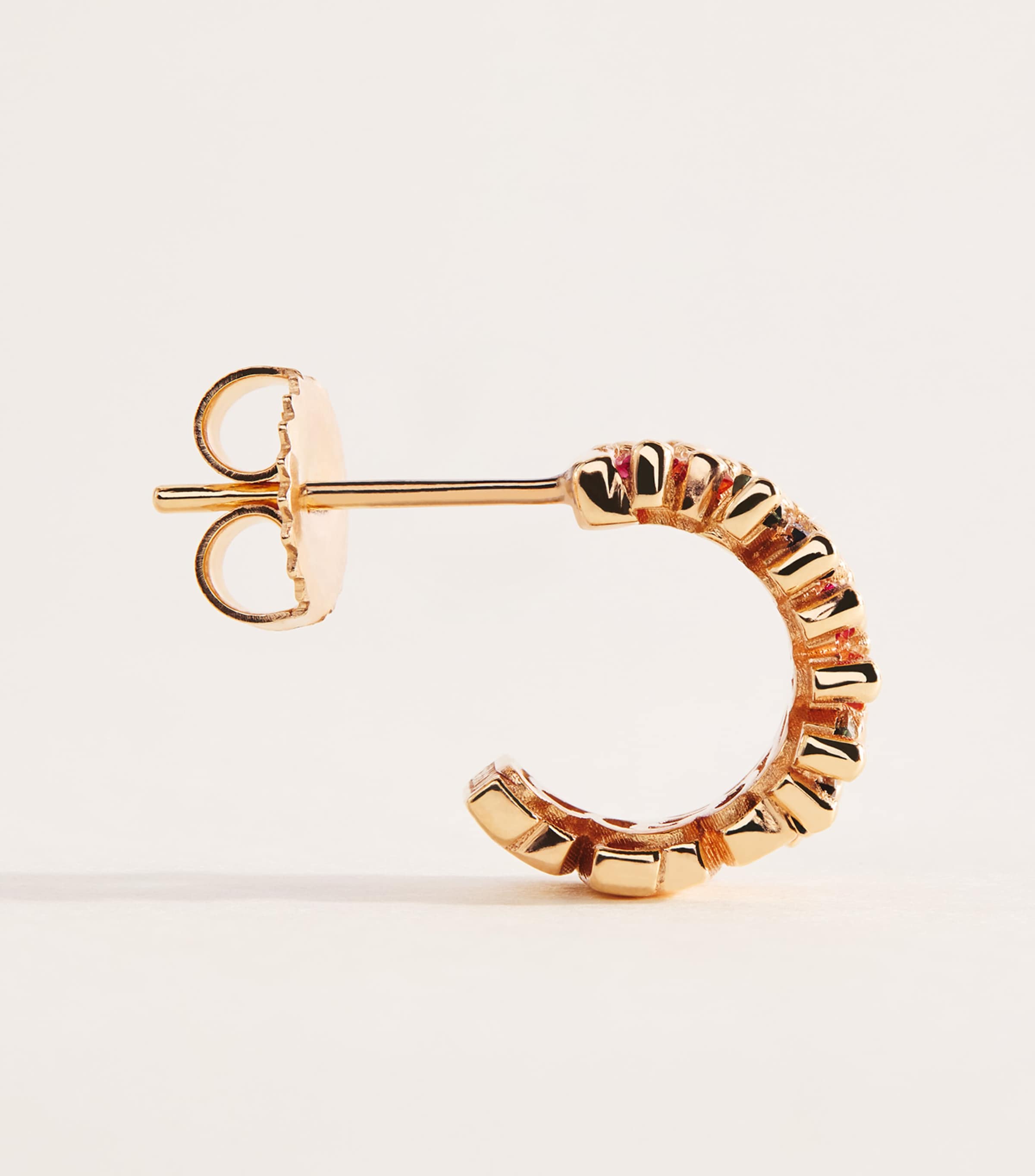 Suzanne Kalan Rose Gold, Diamond and Rainbow Sapphire Short Stack Hoop Earrings Rg/rs Image 3
