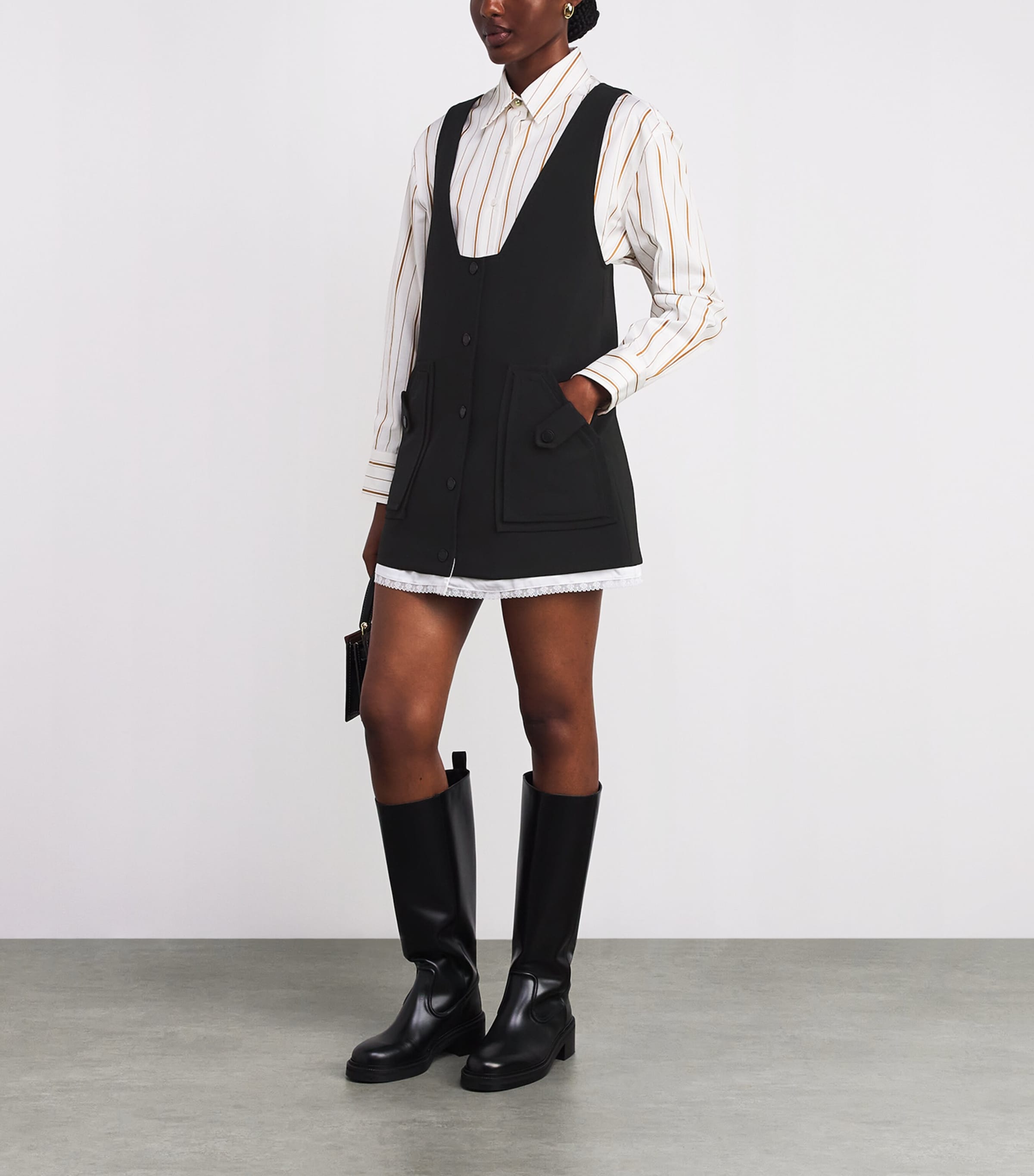 Pinafore Mini Dress BLACK Image 2