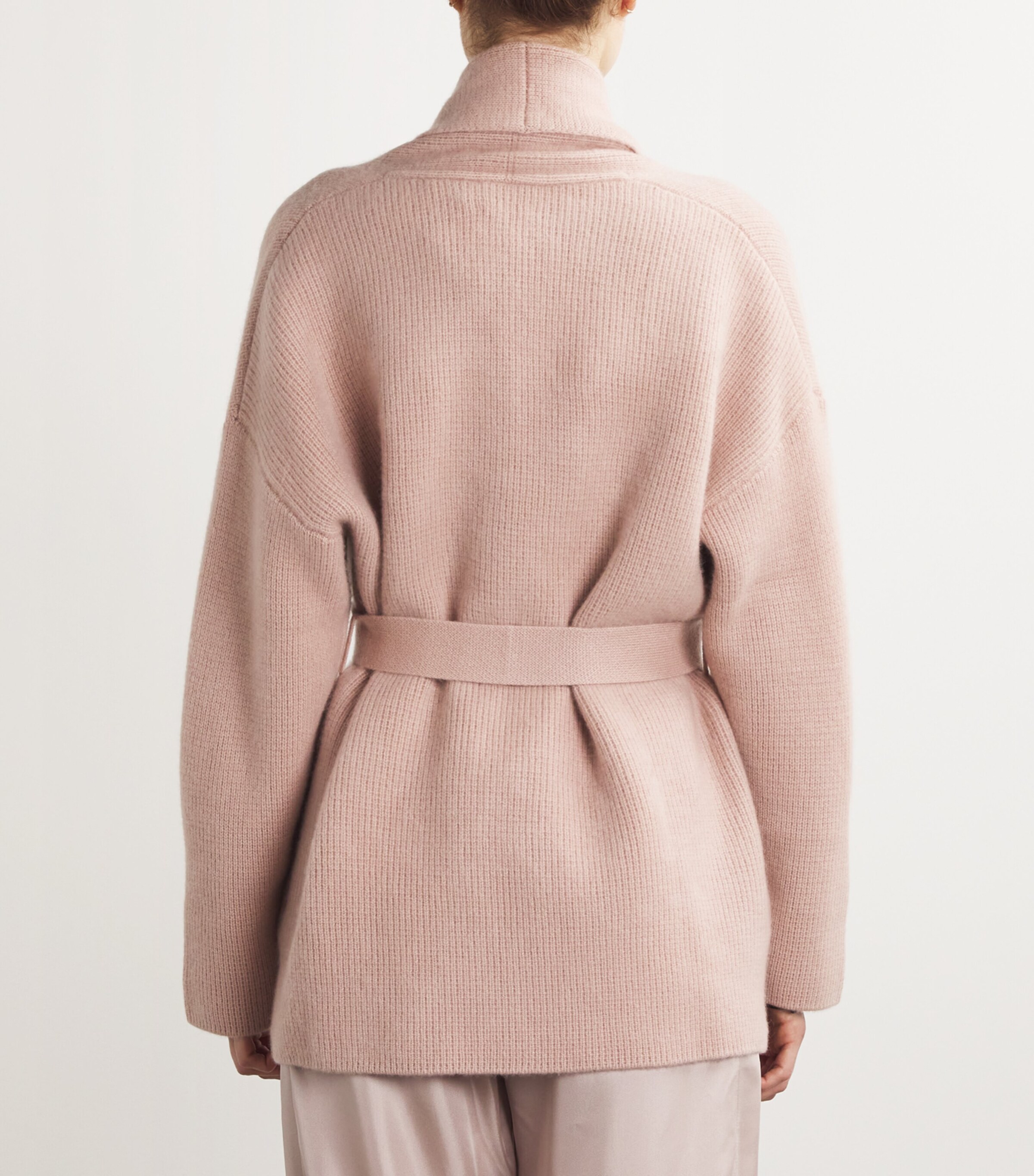 Le Kasha Womens Organic Cashmere Belted Cardigan Dusty Pink Image 4