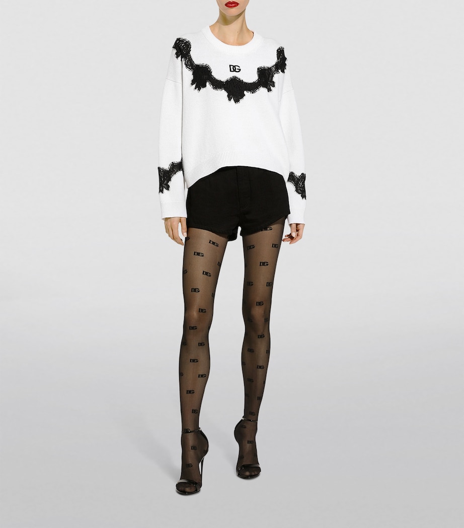 Lace-Detail Sweater W4335-BRIGHT WHITE Image 2