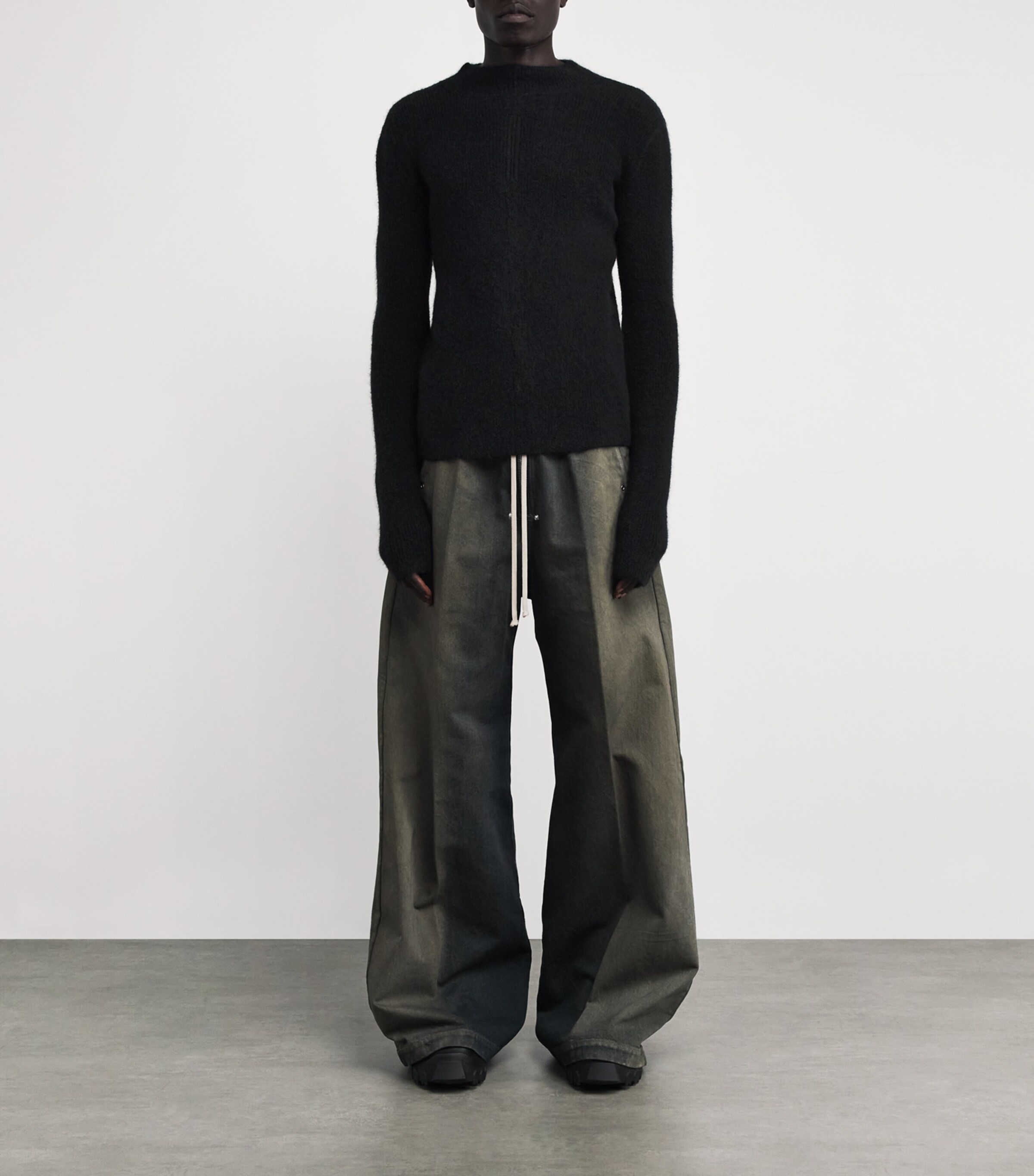 Rick Owens Mens Alpaca-Blend Headon Sweater Black Image 2