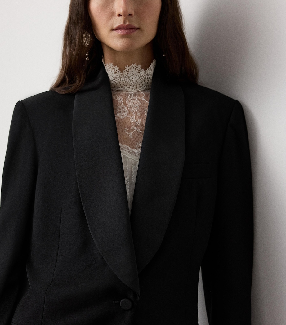 Wool Grain de Poudre Tuxedo Jacket BLACK Image 4