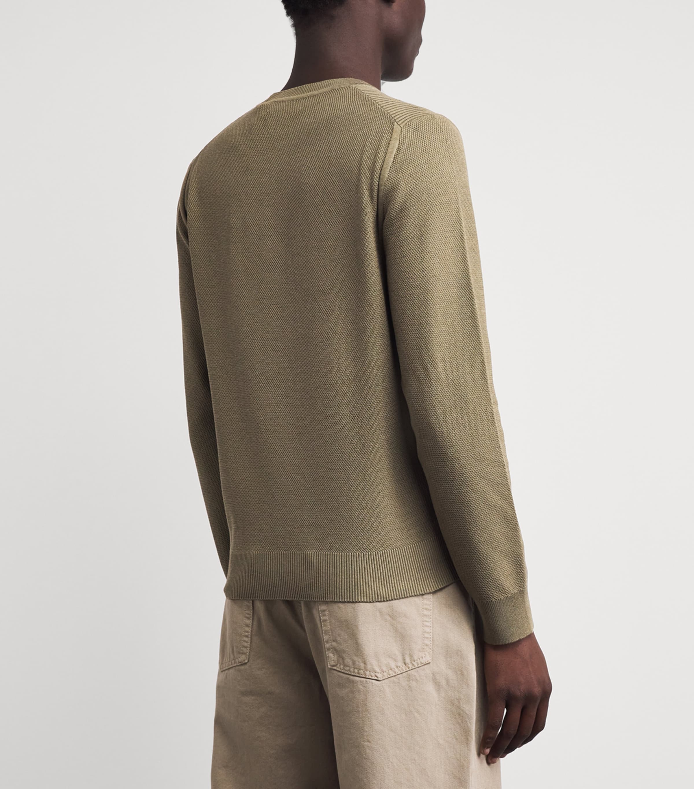 Belstaff Mens Silk-Organic Cotton Coast Sweater Fatigue Greenftggn Image 5