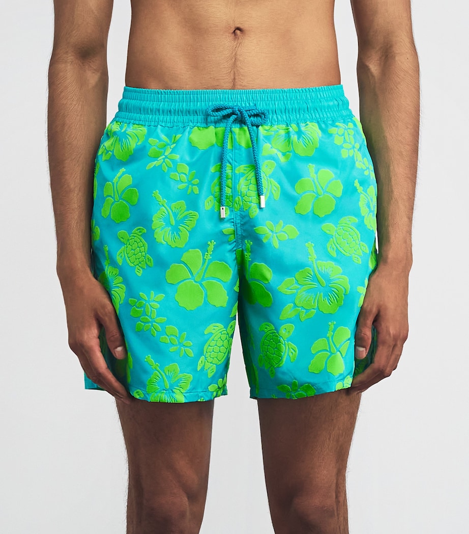 Turtle Print Mahina Swim Shorts 431-DISCO GREEN Image 3