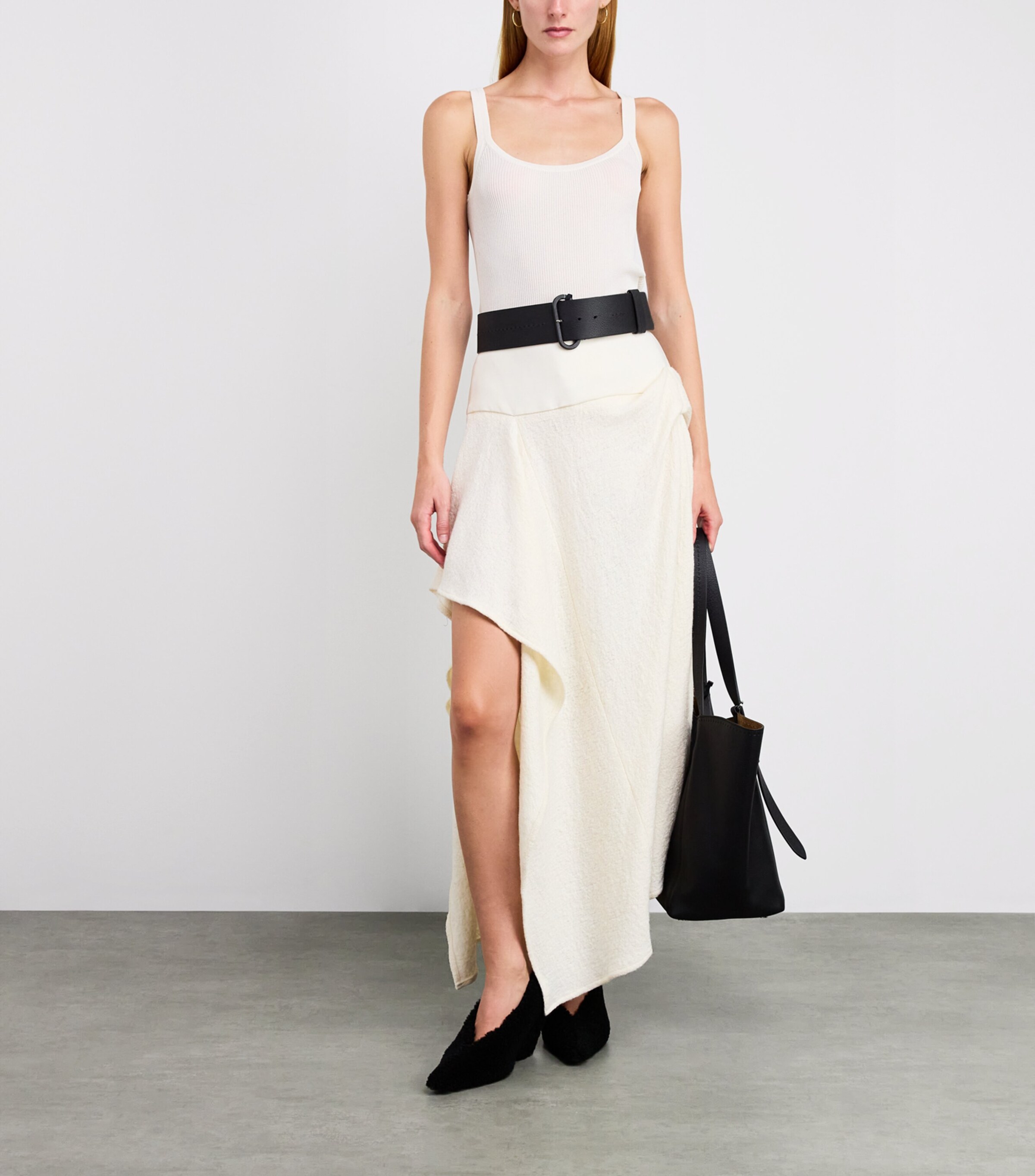 Leather Elasticated Belt BLACK Image 3