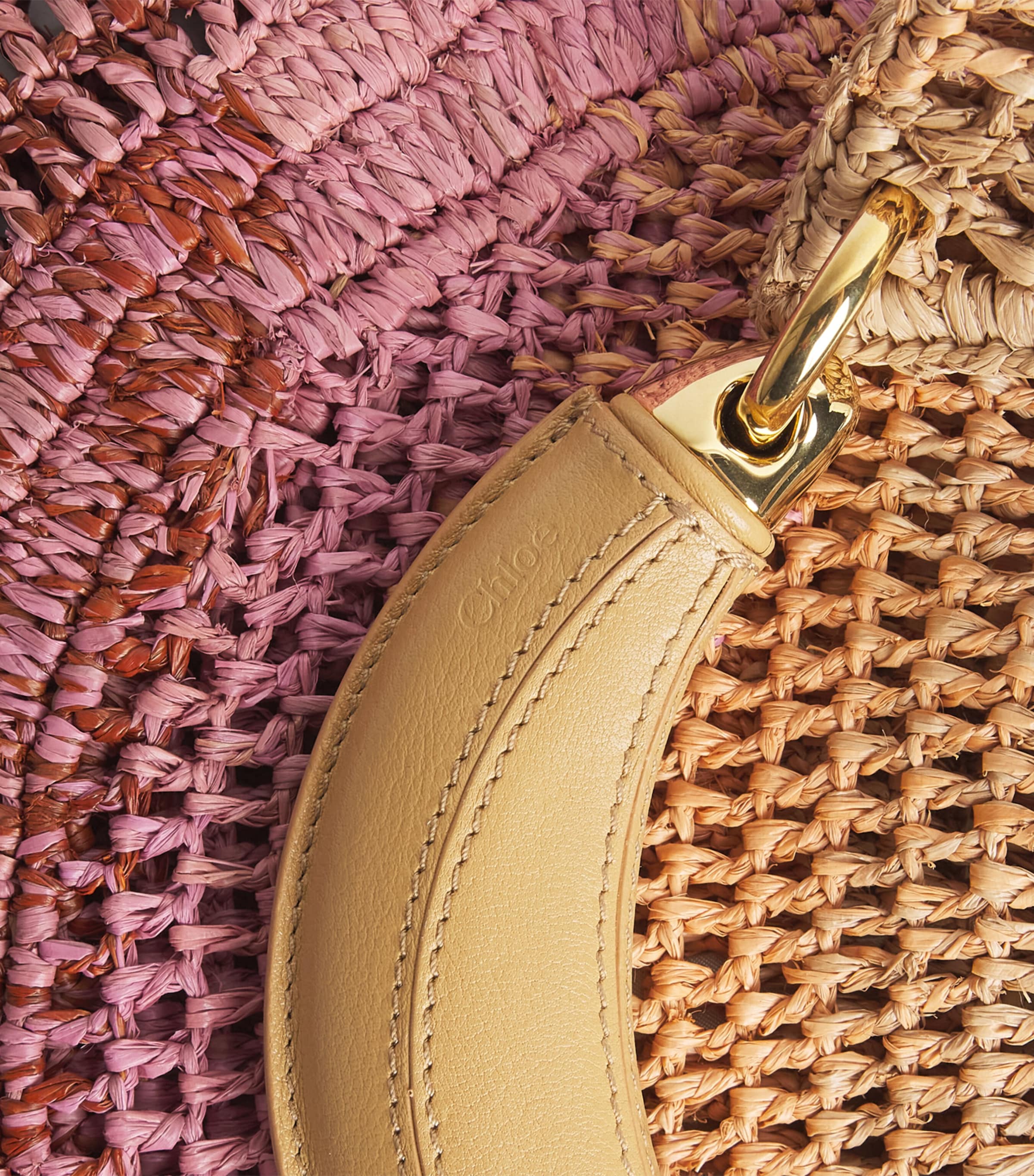 Chloé Raffia Gradient Summer Banana Shoulder Bag Bleached Brown Image 5