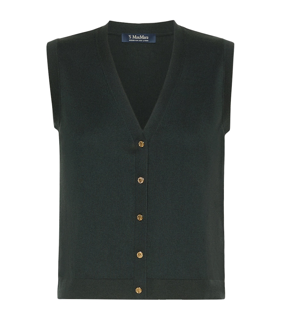 Max Mara Womens Cotton-Cashmere-Silk Sweater Vest Dark Green Image 1