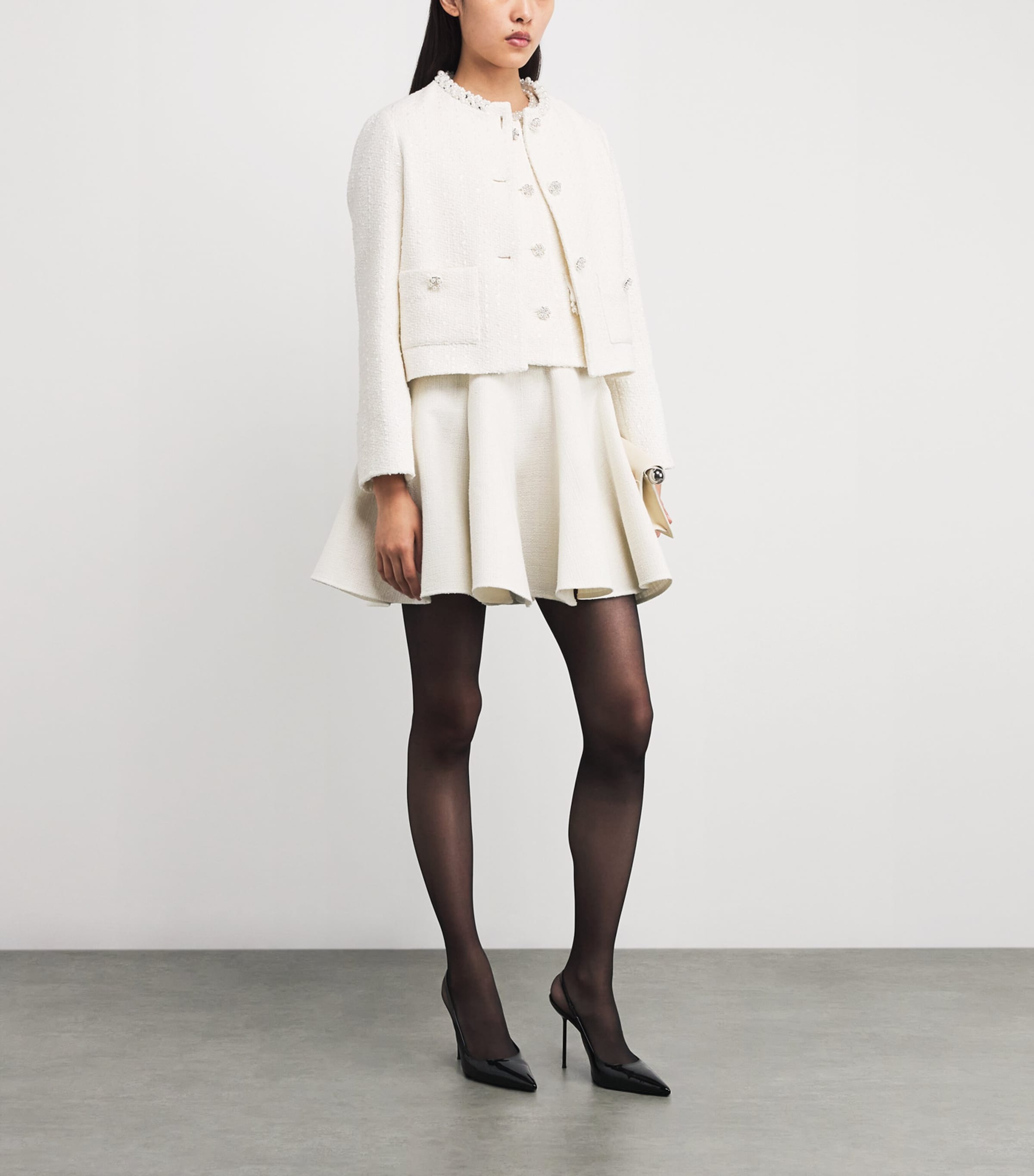 Tweed Pearl-Trim Jacket ECRU Image 2