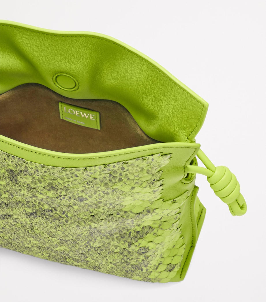 Mini Snakeskin Scales Flamenco Clutch GREEN BEAN Image 6