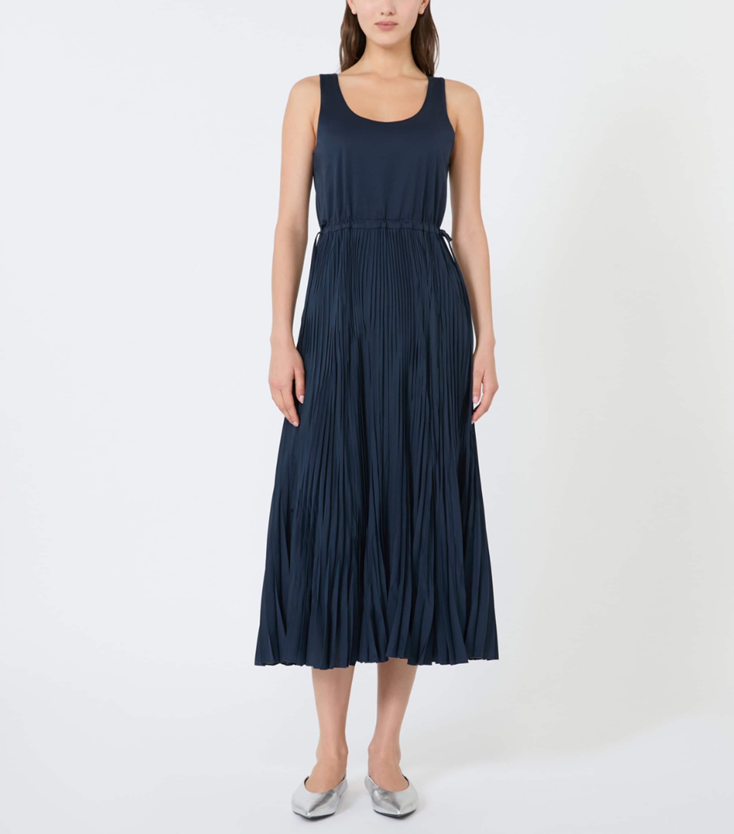 Weekend Max Mara Womens Pleated Maxi Dress Navy Image 3