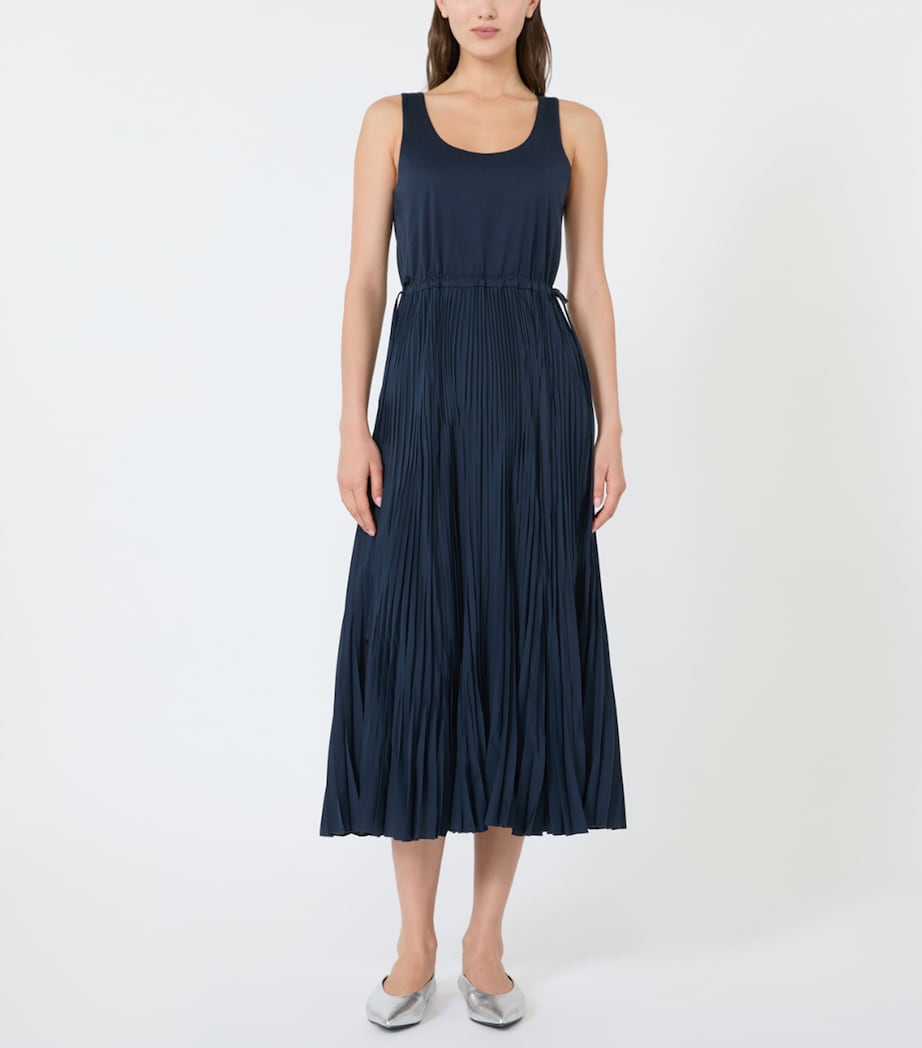 Weekend Max Mara Womens Pleated Maxi Dress Navy Image 3