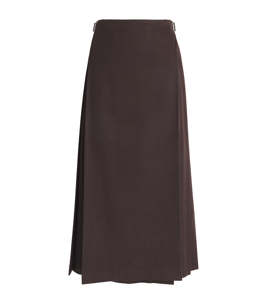 x Le Kilt Wool-Cashmere Tailored Midi Skirt RU7751BRWN SHDW CHCK Image 1