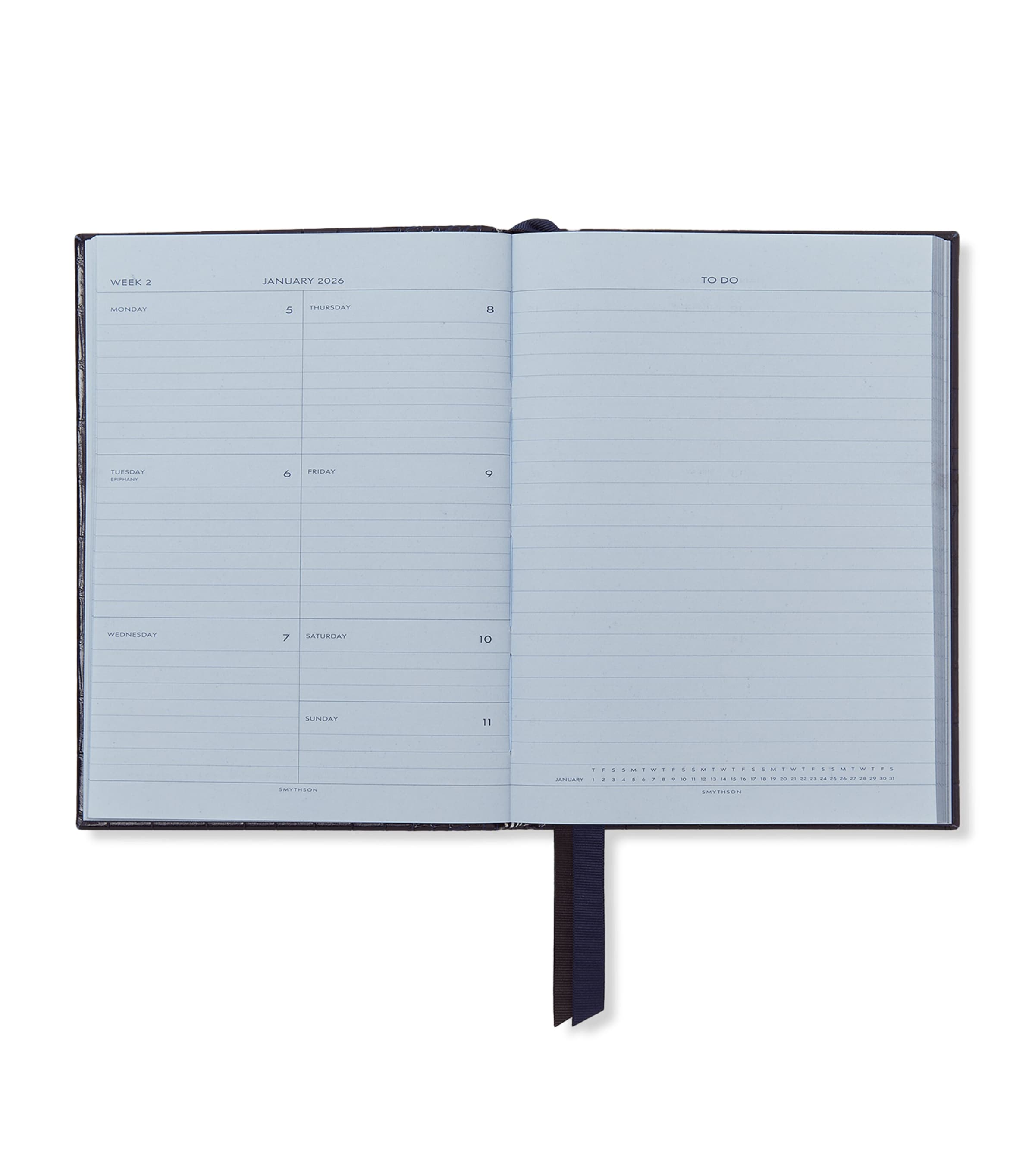 Mara Leather Croc-Embossed A5 Soho Diary 2026 NAVY Image 2