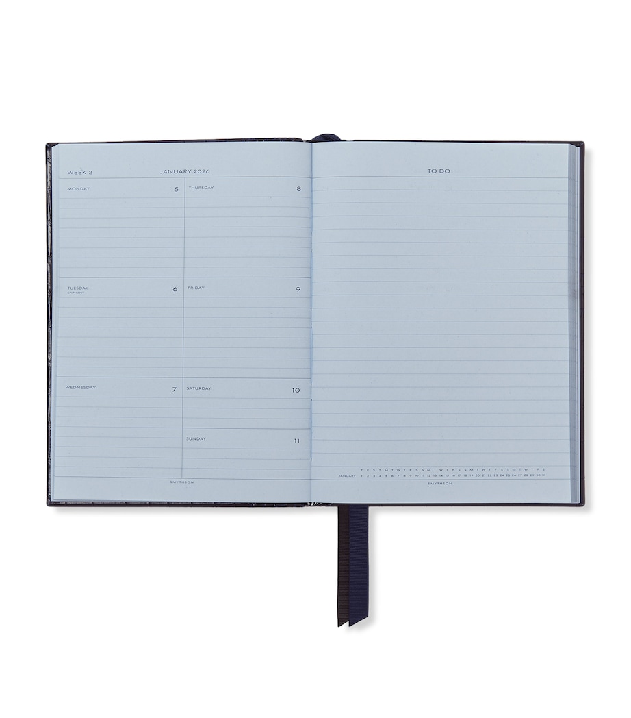 Croc-Embossed Mara Leather A5 Soho Diary 2026 NAVY Image 2