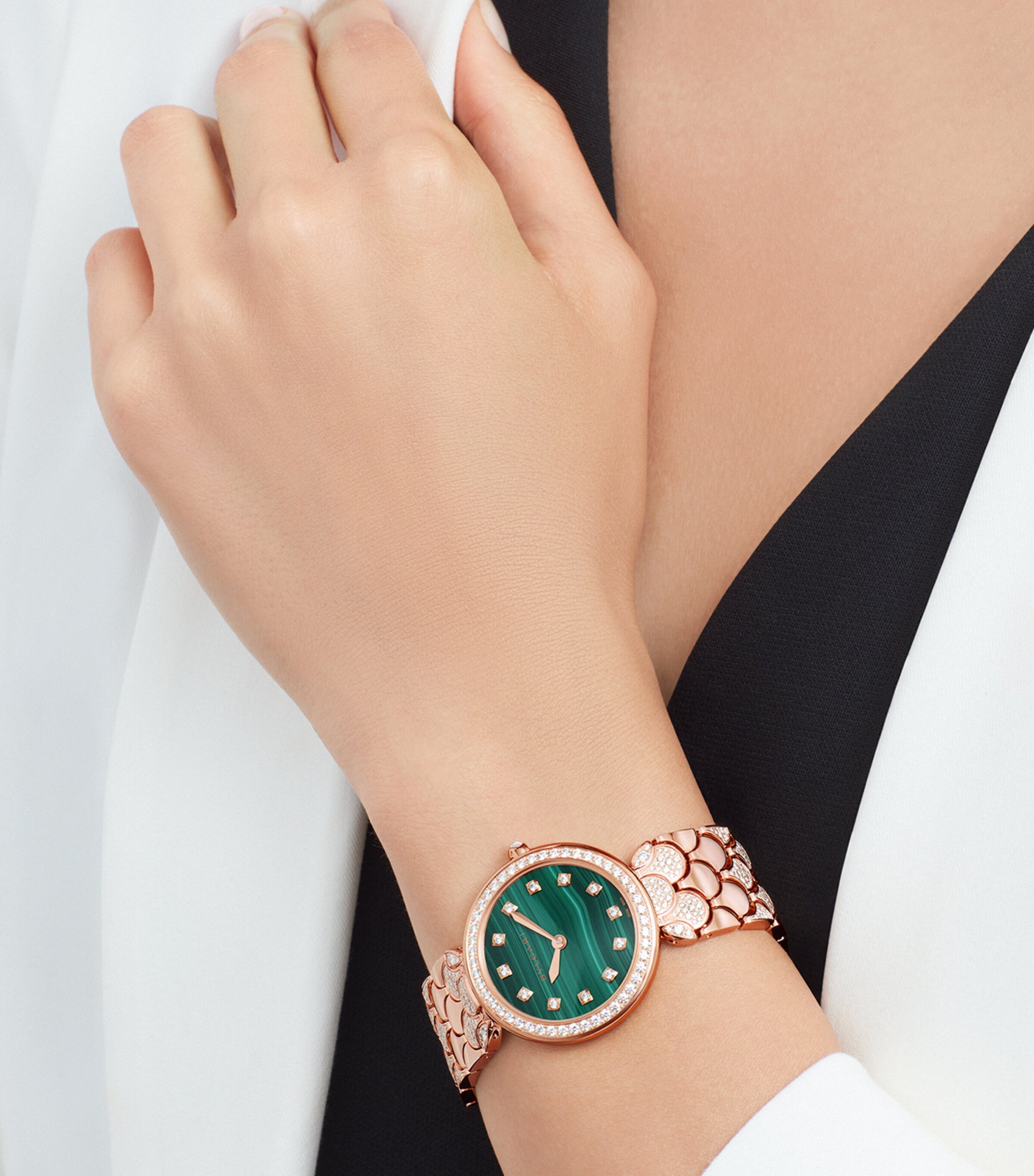 Rose Gold and Diamond Divas' Dream Watch 33mm GREEN Image 5