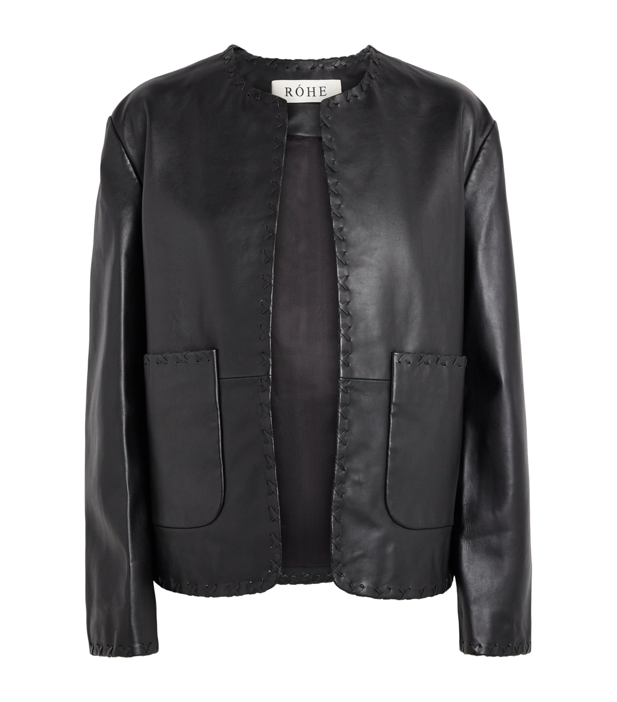 Róhe Womens Cross-Stitch Leather Jacket Black Image 1
