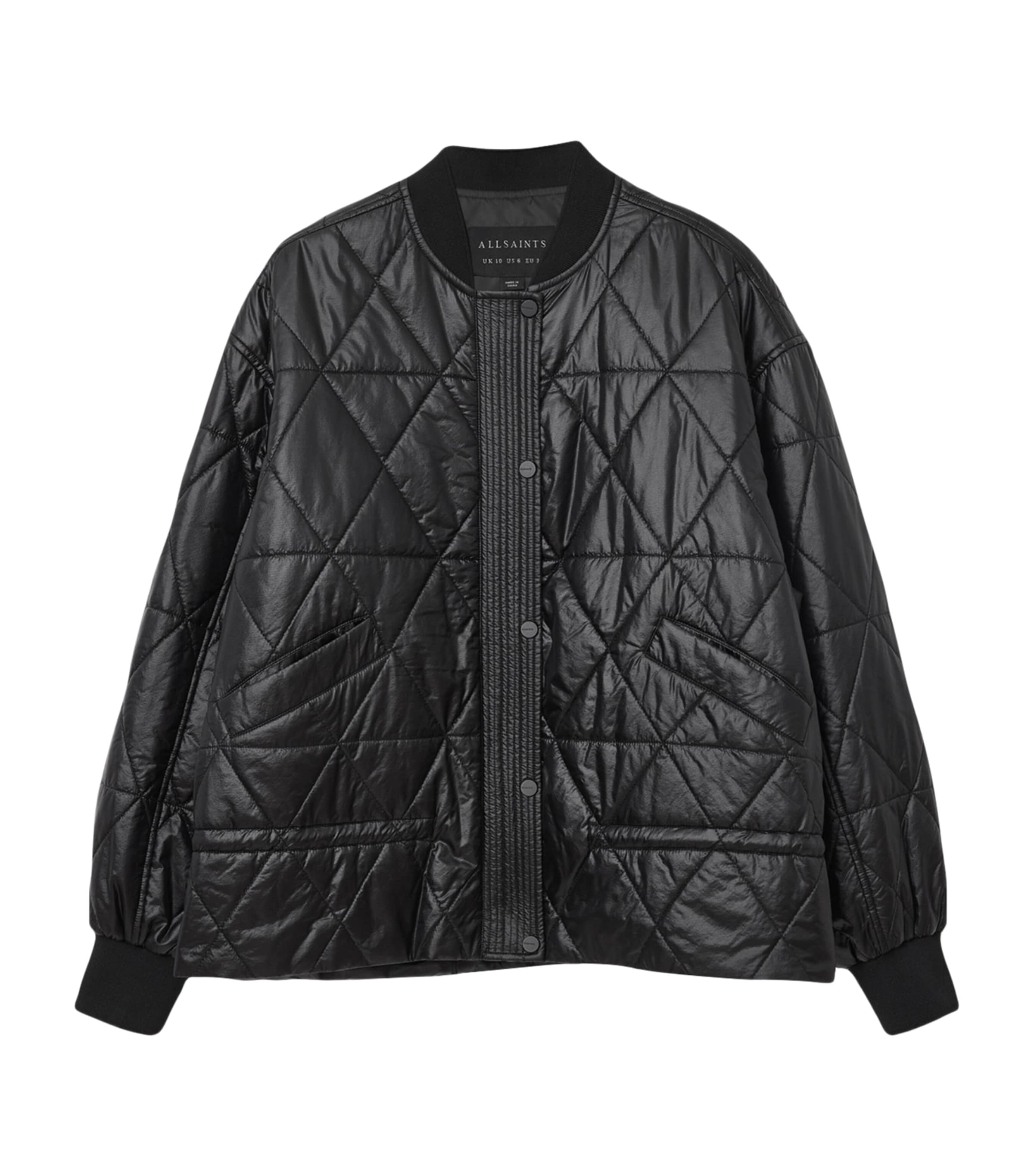 Allsaints Quilted Alii Bomber Jacket In Black