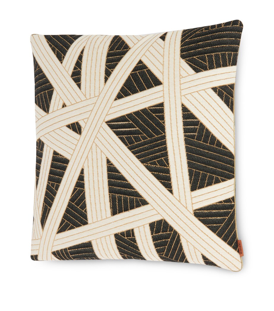 Down Nastri Cushion (40cm x 40cm) 601-BLK/WHT Image 2