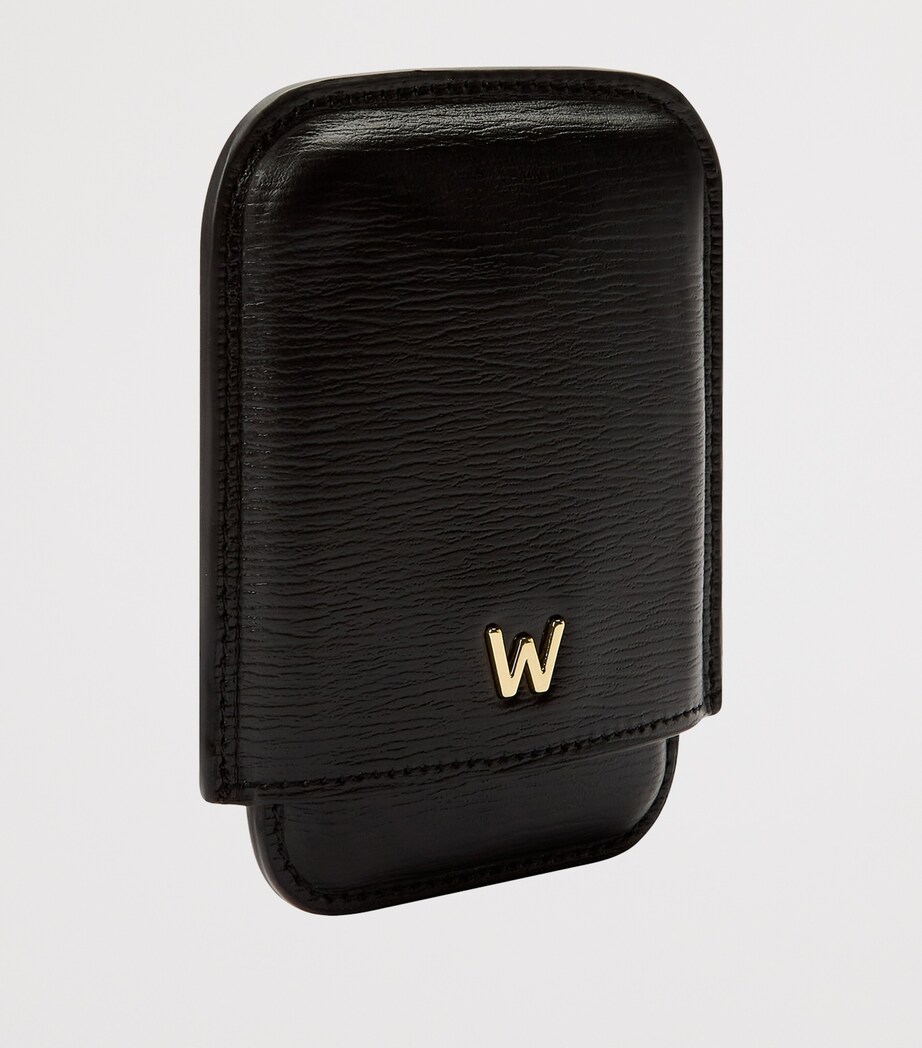 Leather W Moulded Card Holder BLACK Image 2