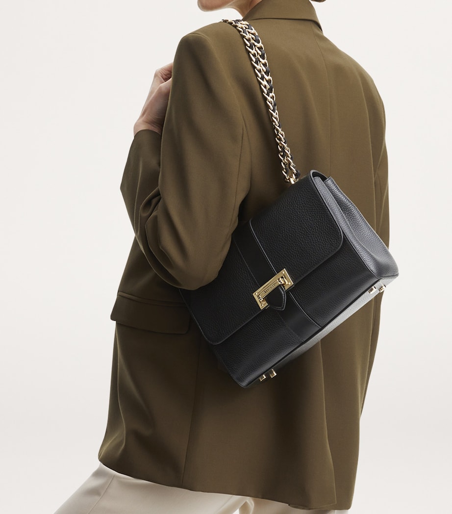 Large Leather Lottie Cross-Body Bag BLACK Image 5