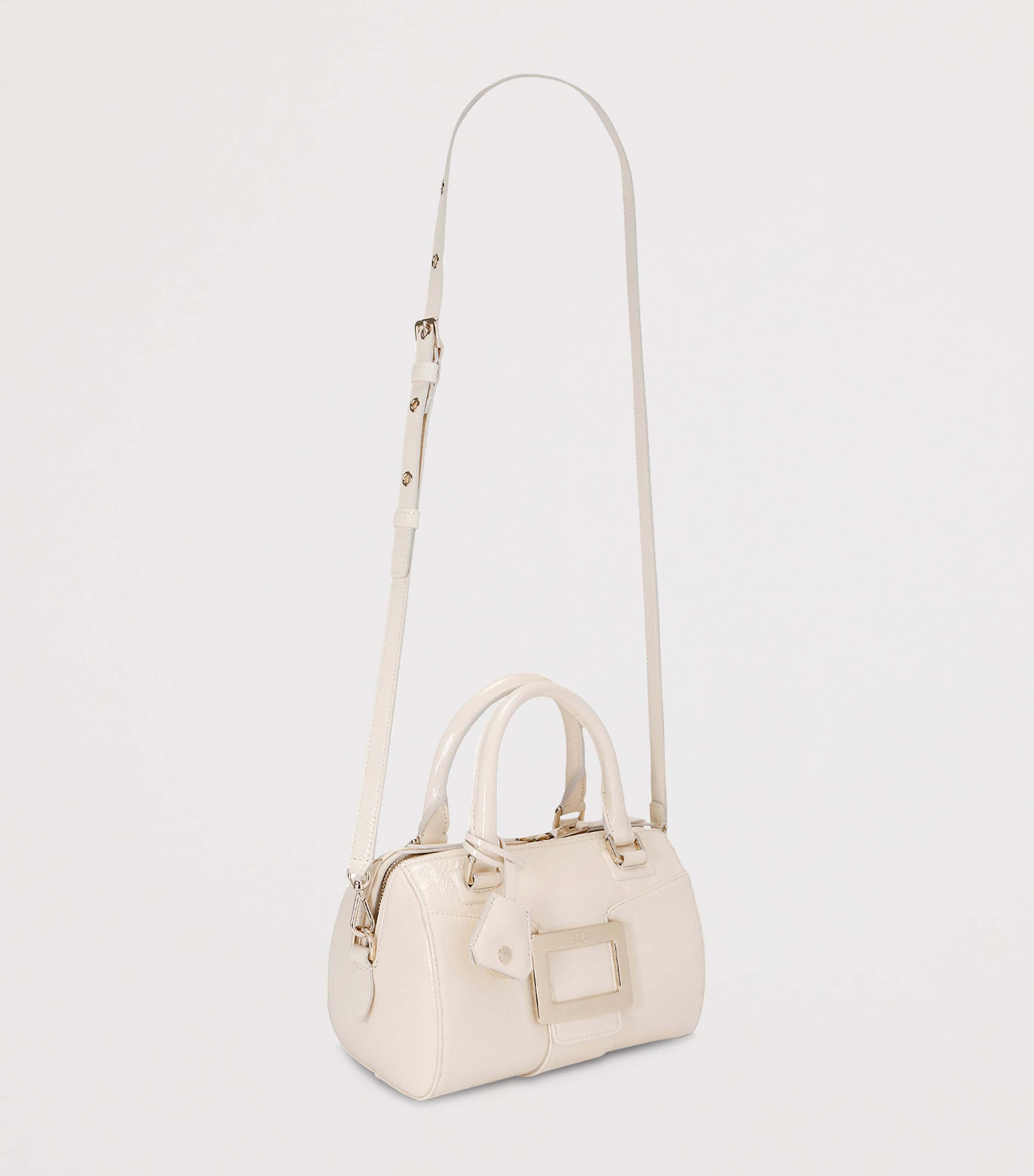 Roger Vivier Patent Leather Belle Vivier Top-Handle Bag Bone Image 4