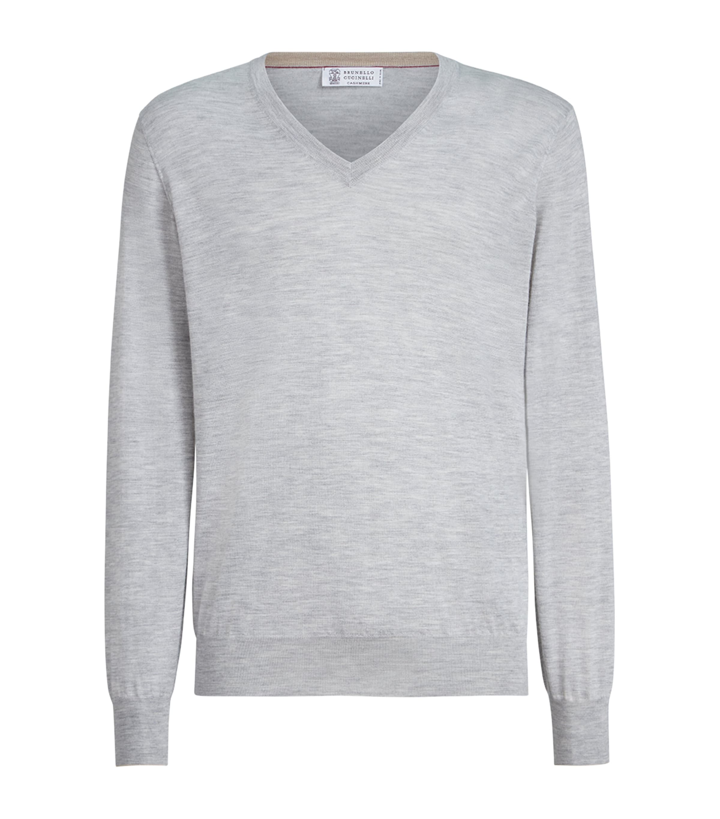 Brunello Cucinelli Mens Cashmere-Silk V-Neck Sweater Image 1
