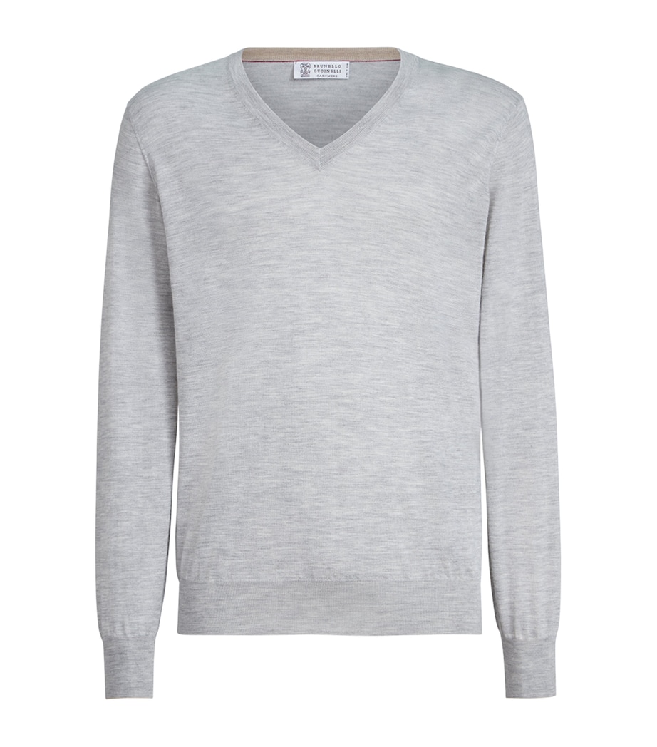 Brunello Cucinelli Mens Cashmere-Silk V-Neck Sweater Image 1