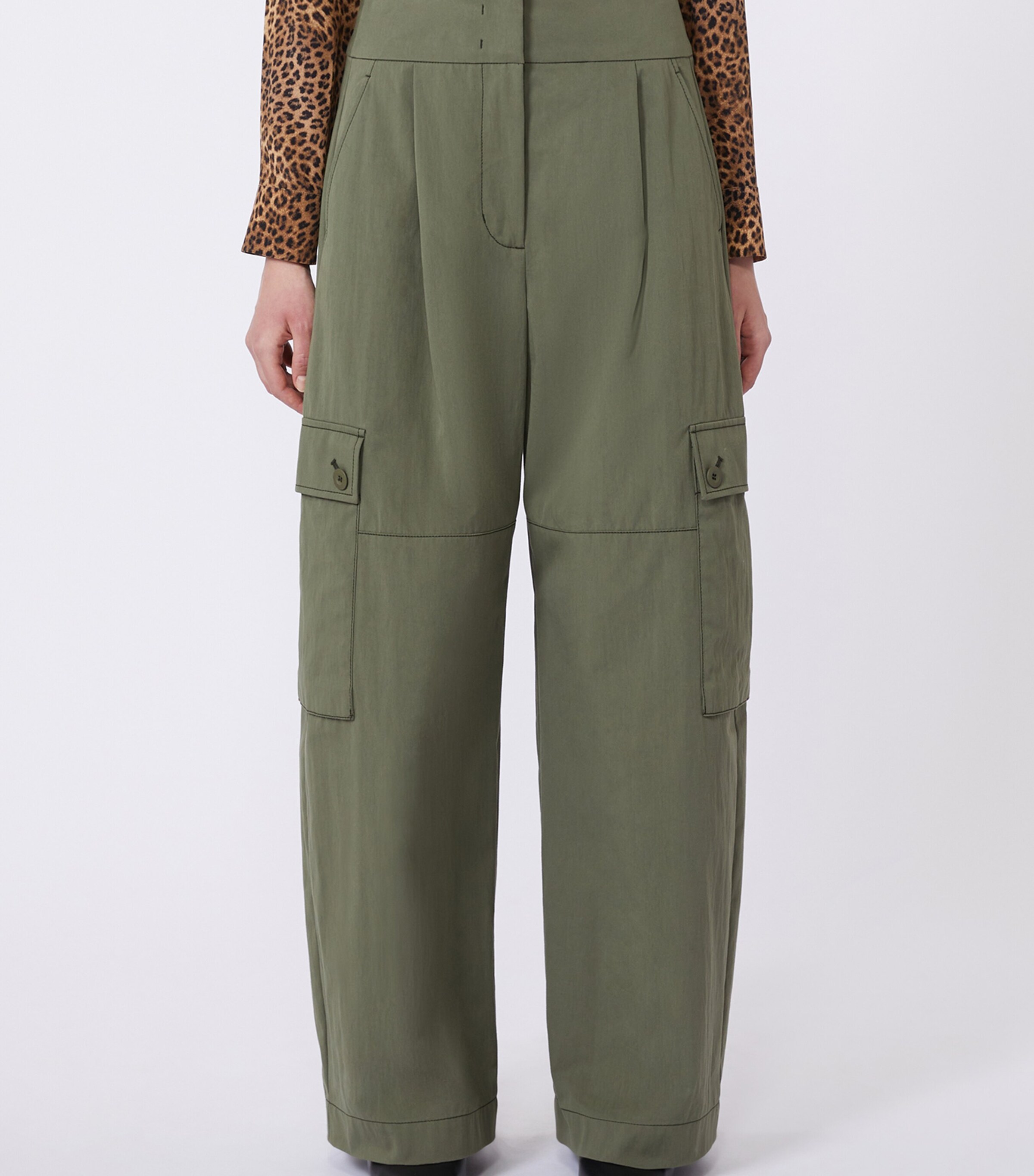 Cotton-Blend Cargo Trousers DARK GREEN Image 3