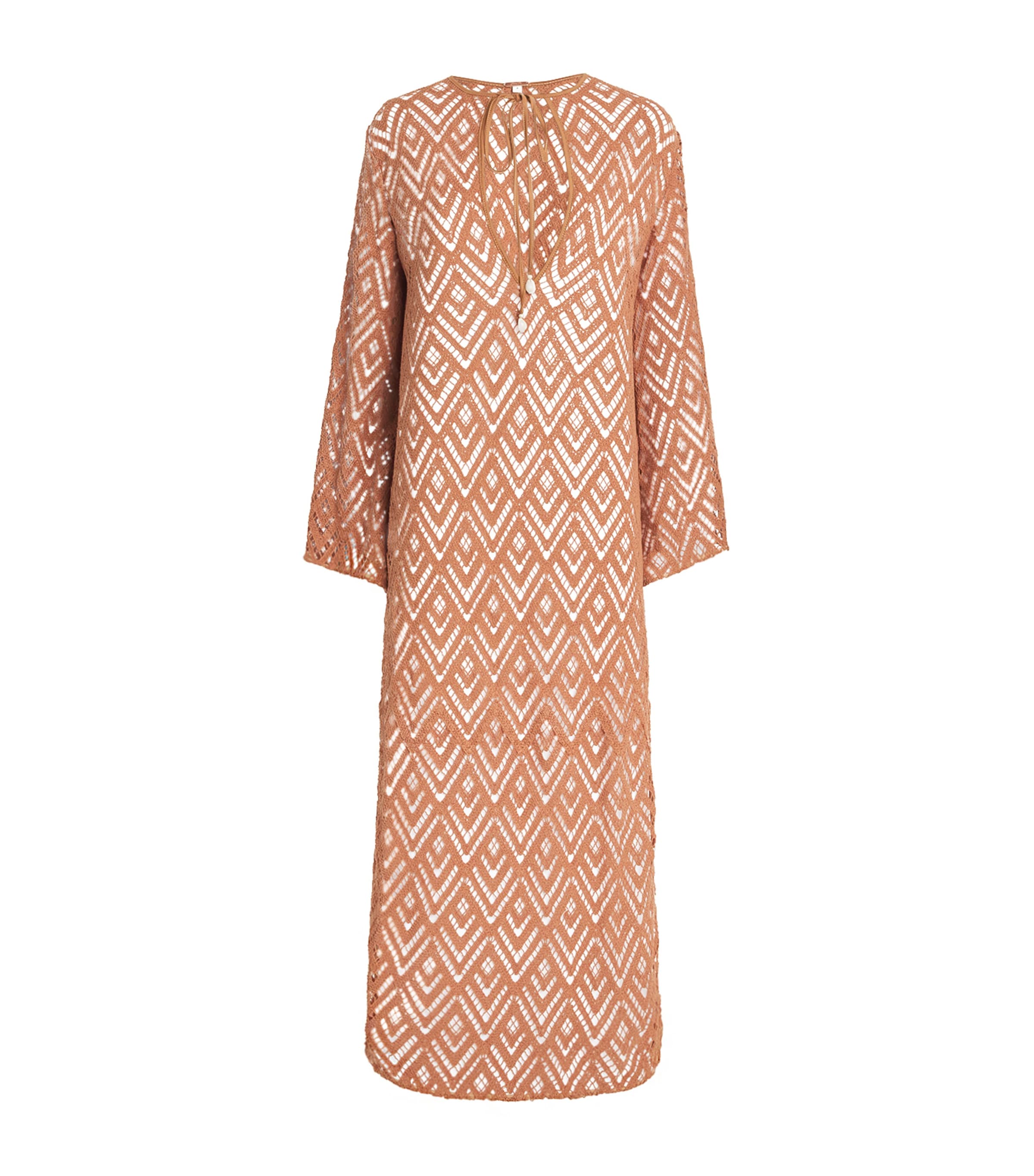 Embroidered Cotton Savannah Maxi Dress NUDE Image 1