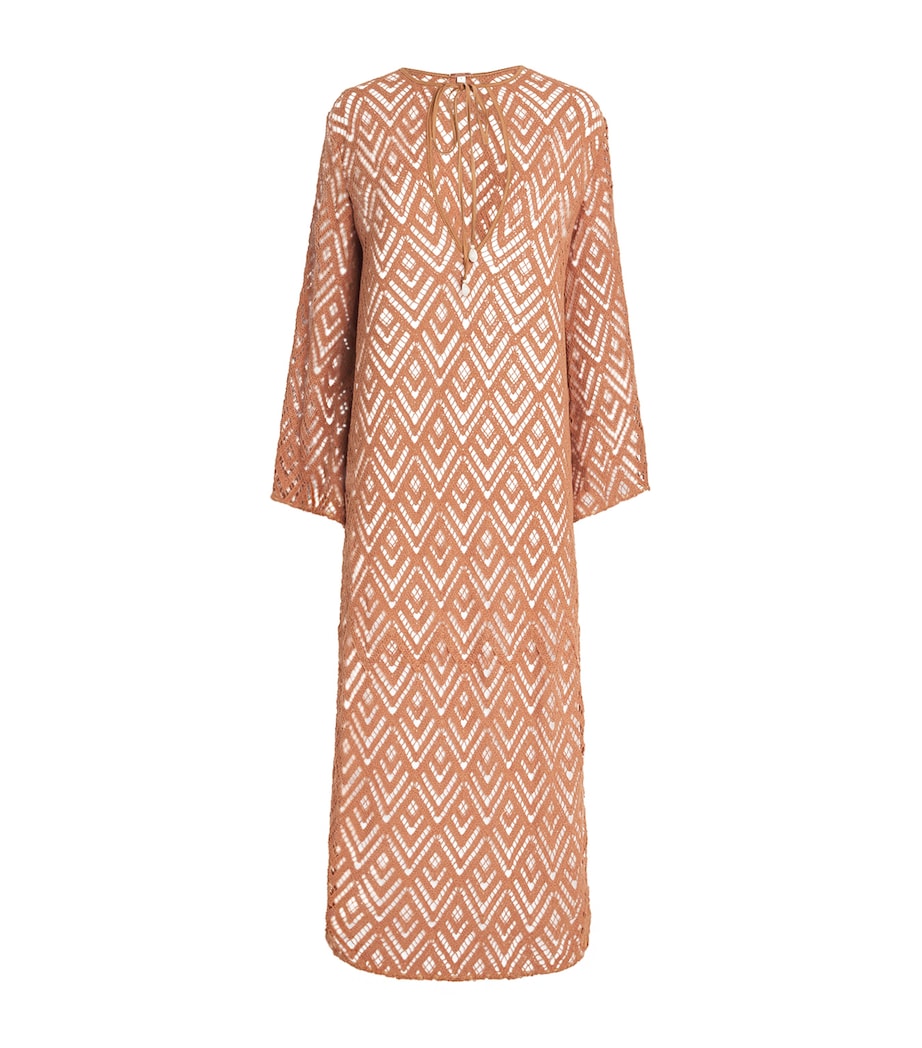 Embroidered Cotton Savannah Maxi Dress NUDE Image 1