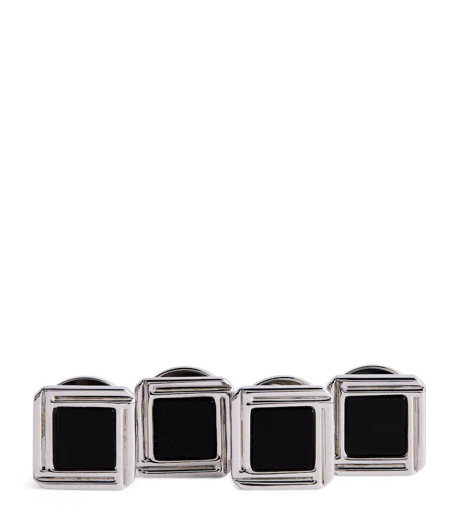 Rhodium-Plated Celtic Onyx Cufflinks Set ONYX Image 1