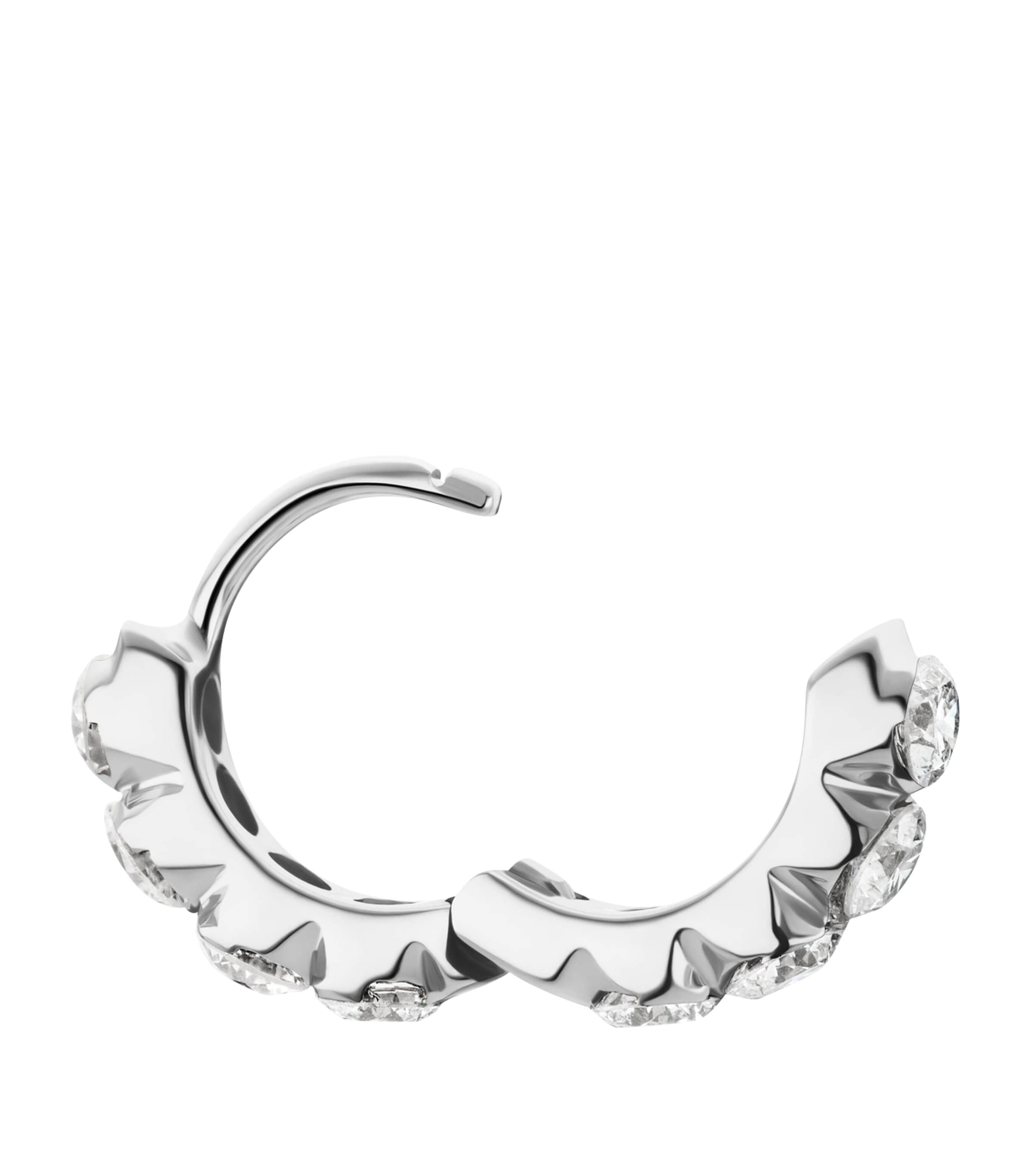 White Gold Invisible Set Large Diamond Eternity Hoop Earring (6.5mm) WHITE GOLD Image 2