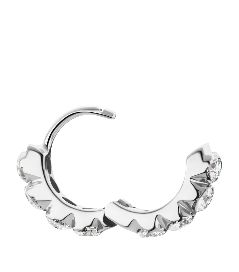 White Gold Invisible Set Large Diamond Eternity Hoop Earring (6.5mm) WHITE GOLD Image 2