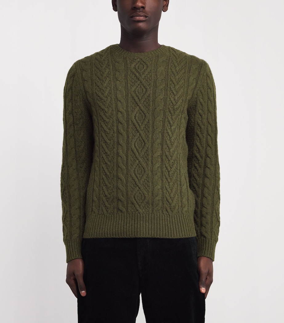 Wool-Alpaca Cable-Knit Sweater GREEN Image 3