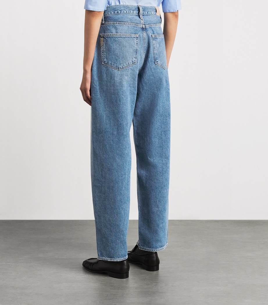 PAIGE Womens High-Rise Tapered Emilie Jeans Mariners Image 5