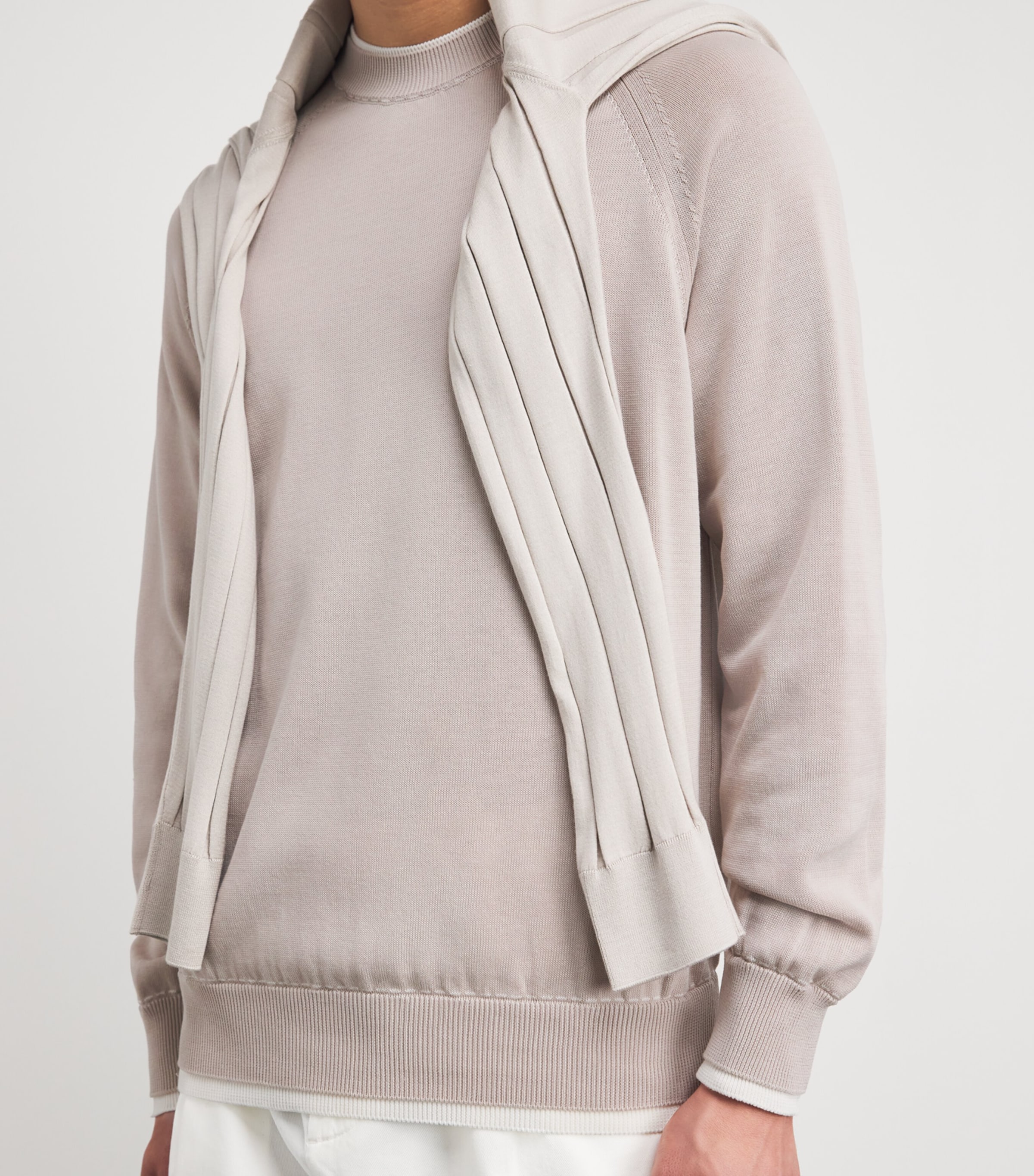 Eleventy Mens Cotton Sweater Sabbia E Bianco Image 3