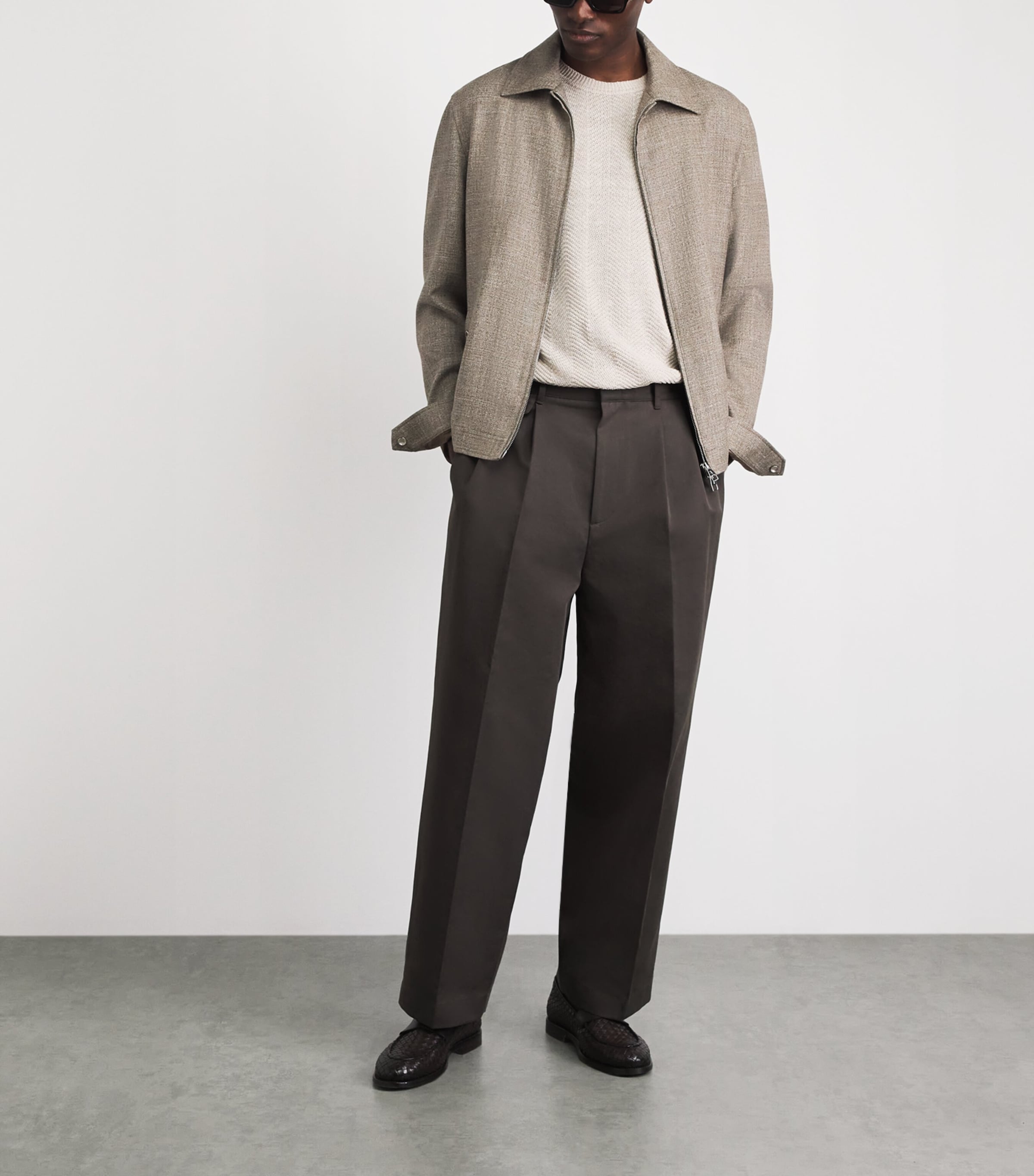 Wool-Silk-Linen Collar Jacket CAFE AU LAIT Image 2