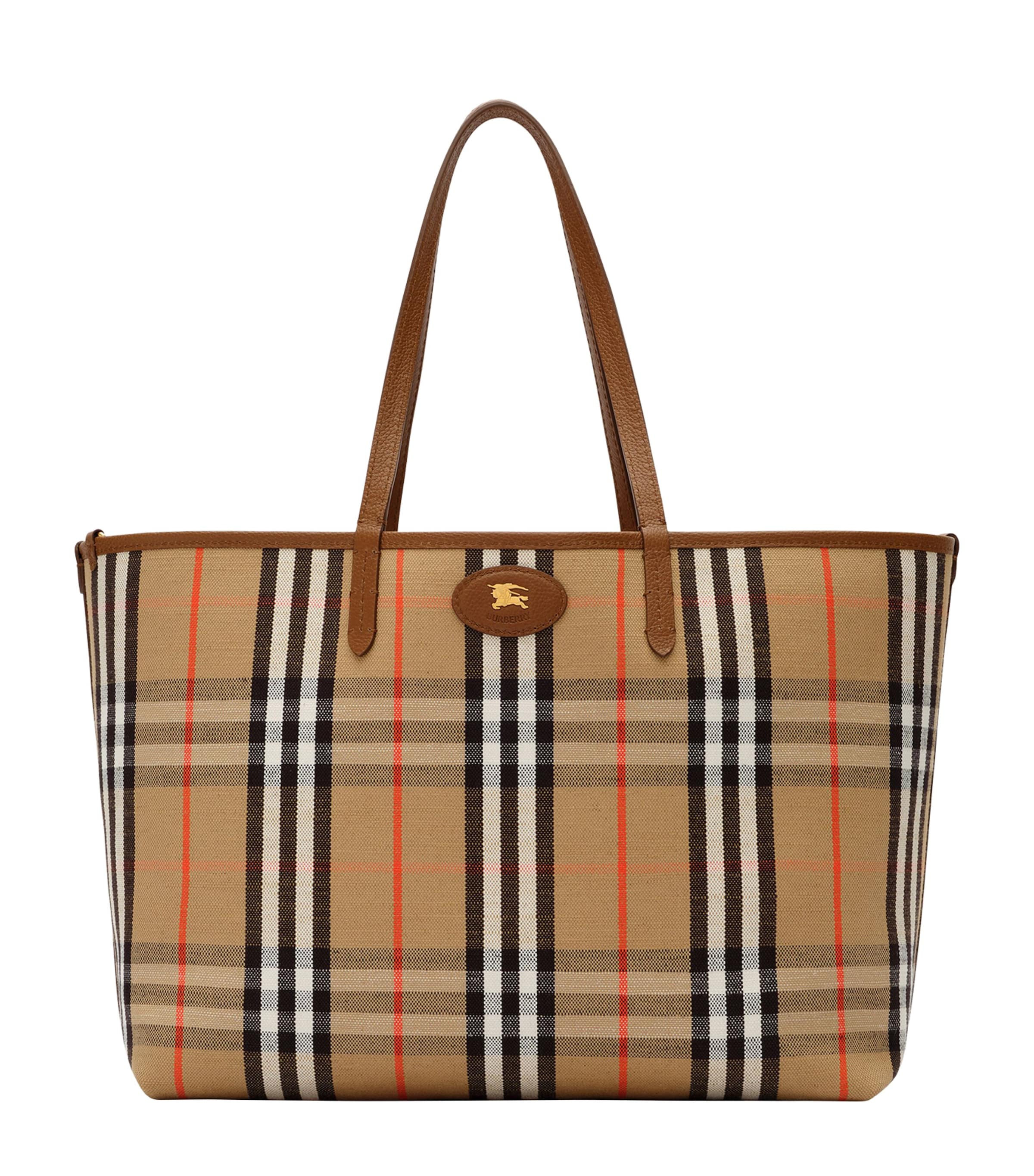 Burberry Medium Suede-Check Reversible Bloomsbury Tote​ Bag Hazel/sand Check Image 1